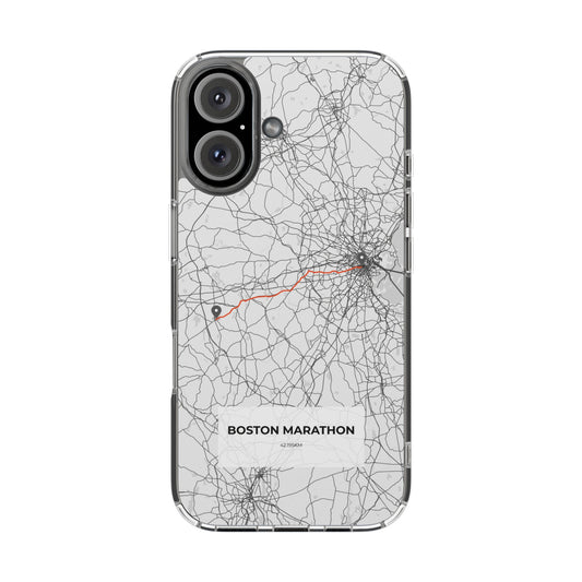 Boston Marathon Route Magnetic Clear Impact-Resistant Phone Case