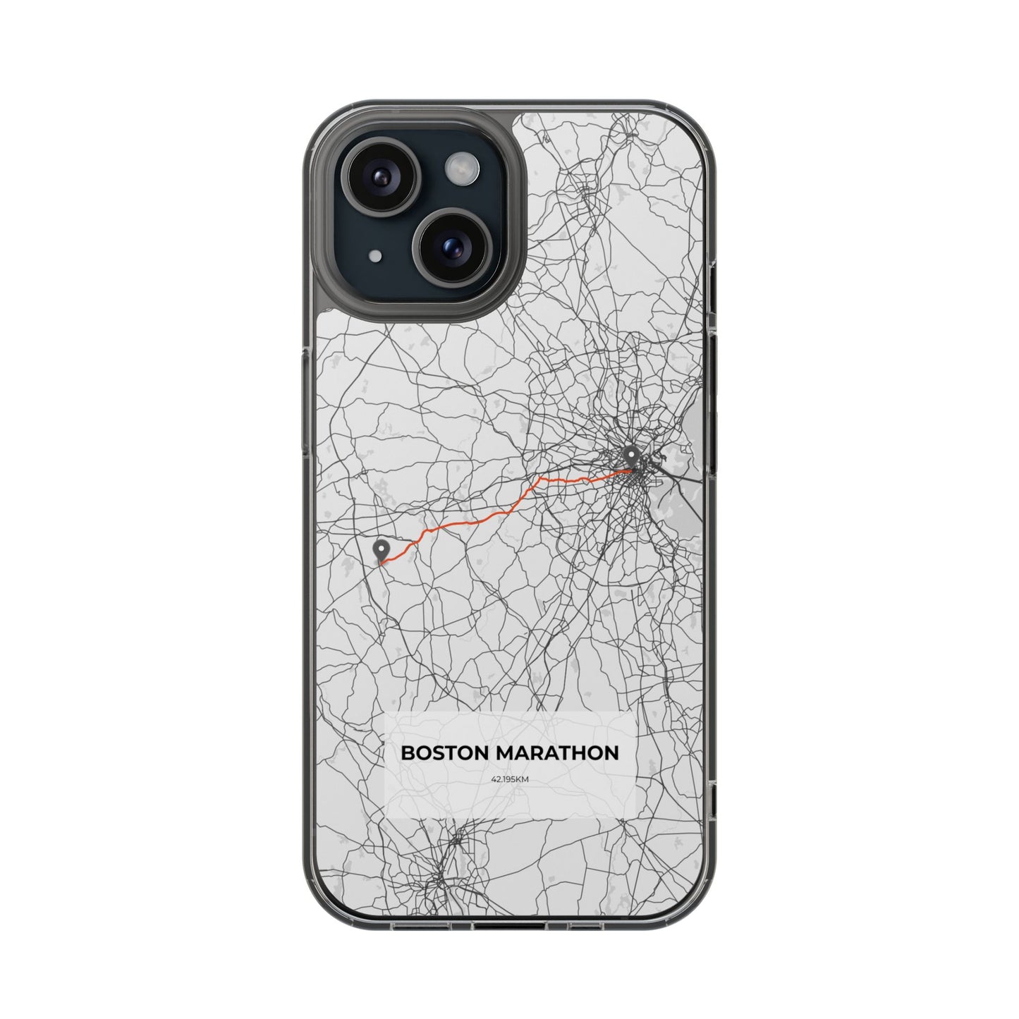 Boston Marathon Route Magnetic Clear Impact-Resistant Phone Case
