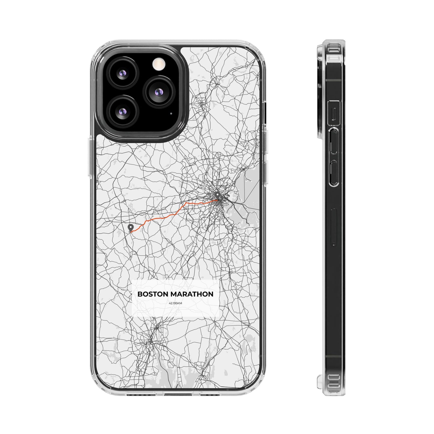 Boston Marathon Route Clear Impact-Resistant Phone Case