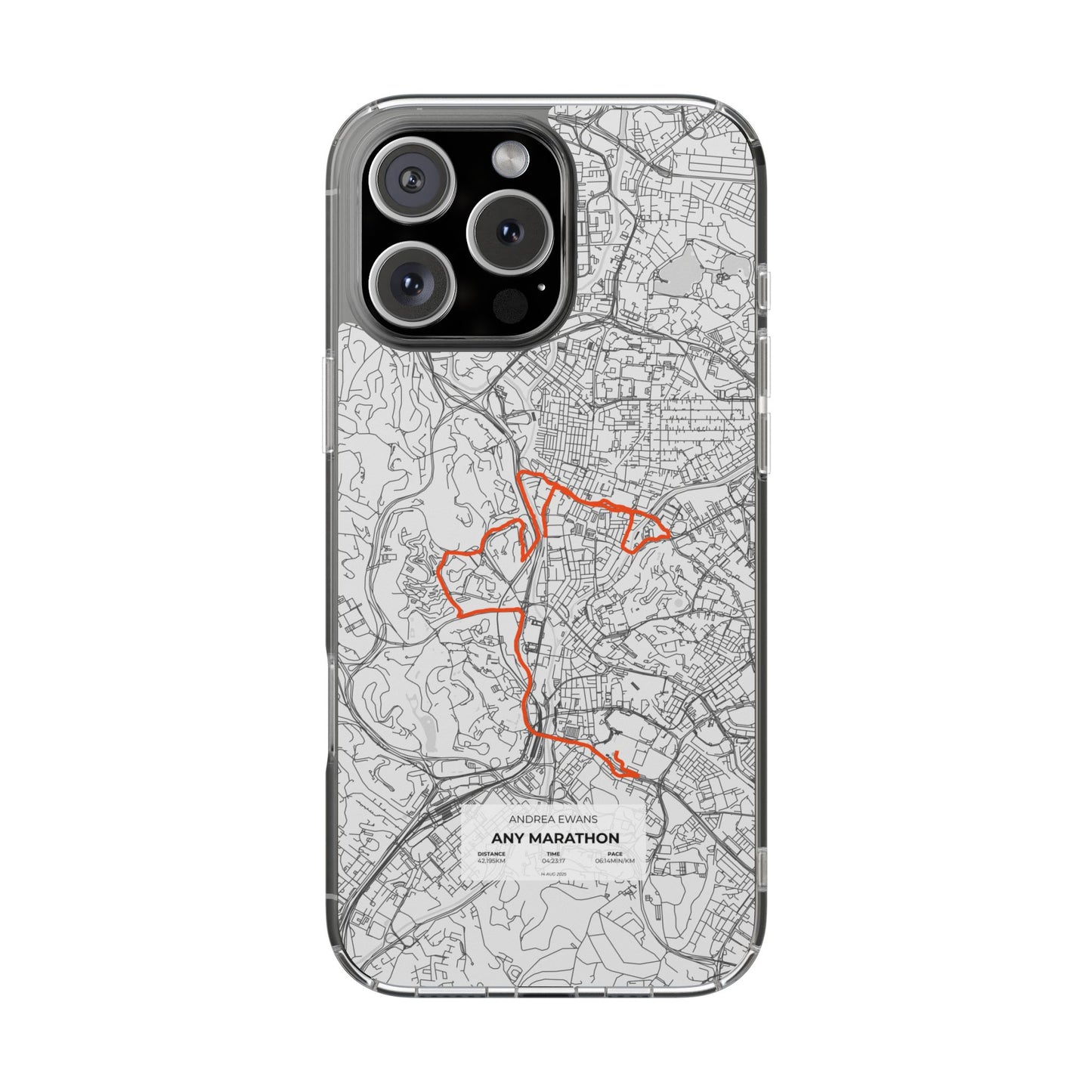 Customized Marathon Route Clear Impact-Resistant Phone Case