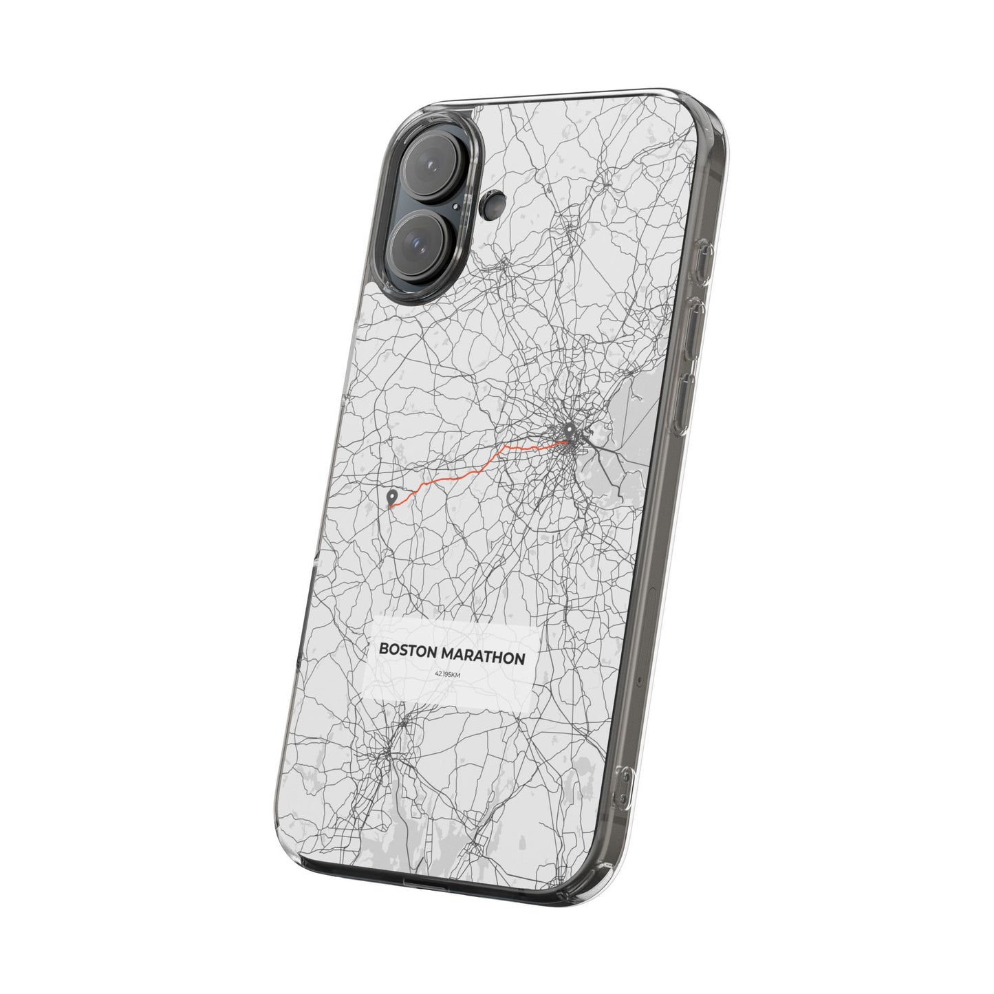Boston Marathon Route Clear Impact-Resistant Phone Case