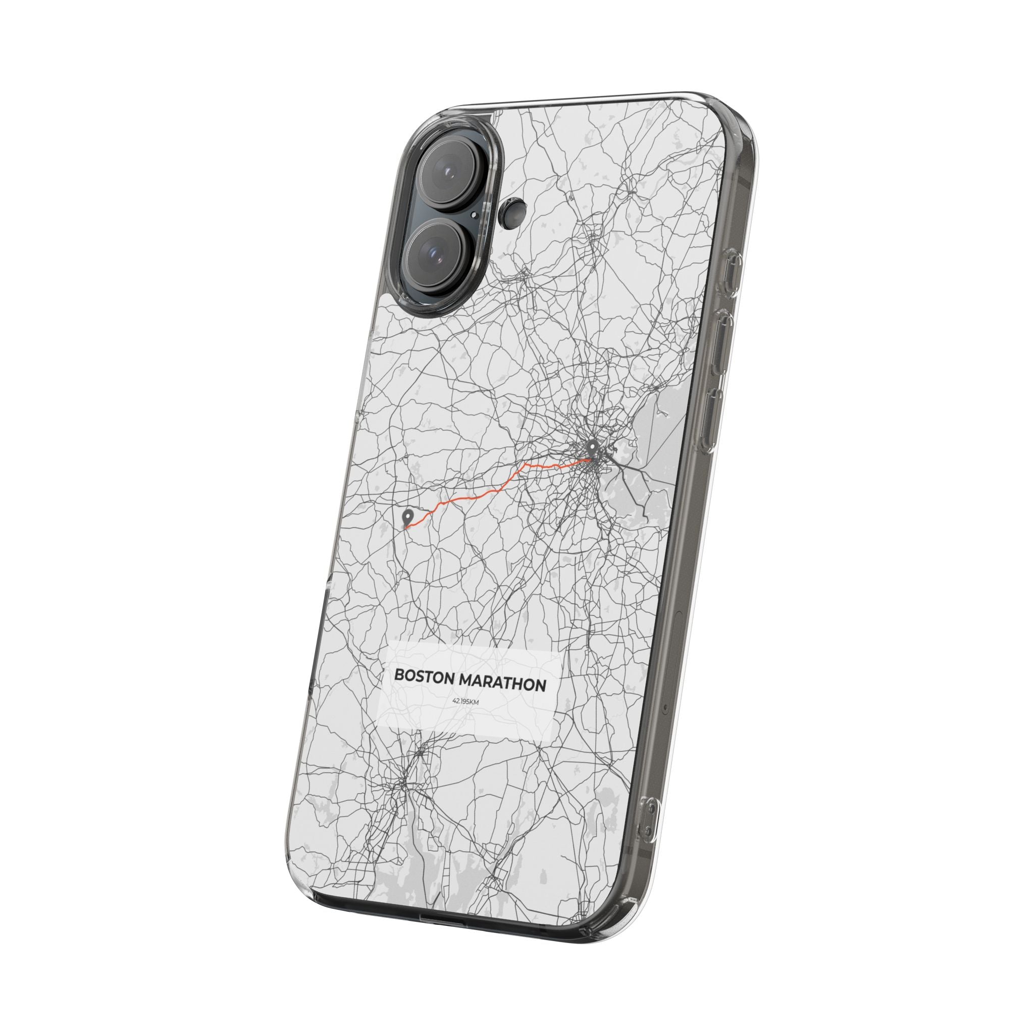 Boston Marathon Route Clear Impact-Resistant Phone Case