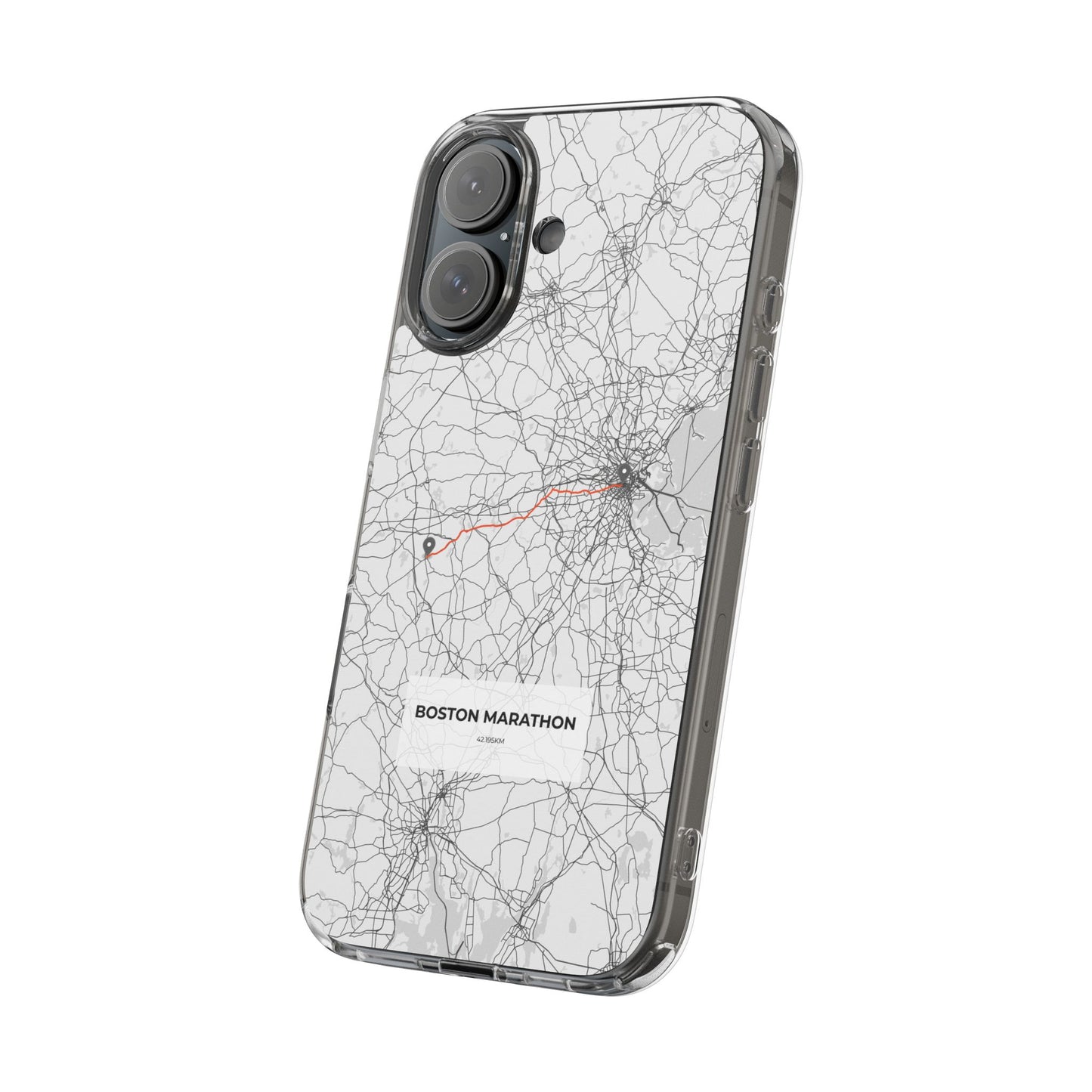 Boston Marathon Route Clear Impact-Resistant Phone Case