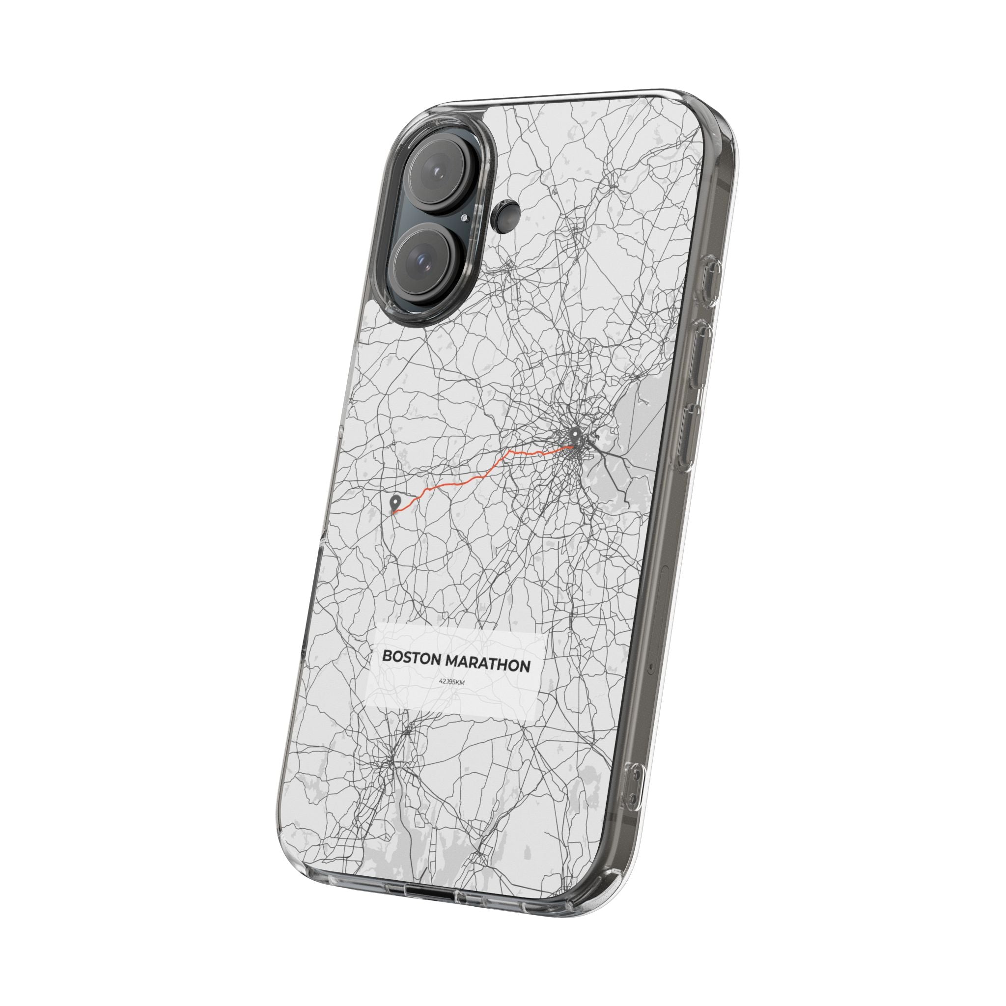 Boston Marathon Route Clear Impact-Resistant Phone Case