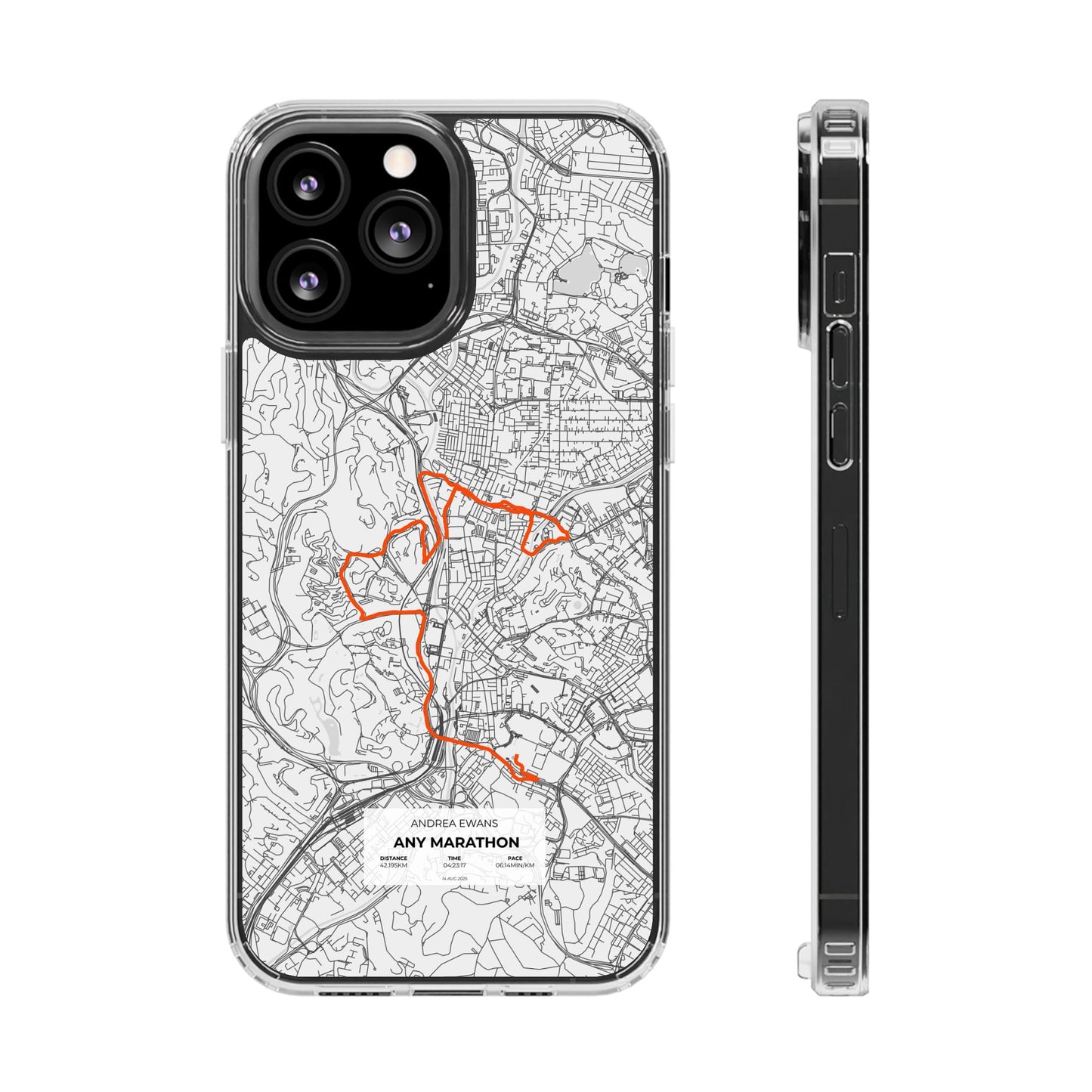 Customized Marathon Route Clear Impact-Resistant Phone Case