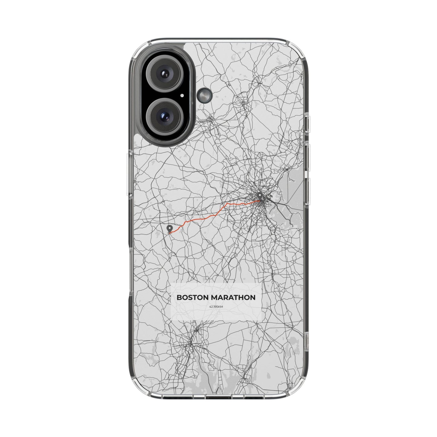 Boston Marathon Route Clear Impact-Resistant Phone Case