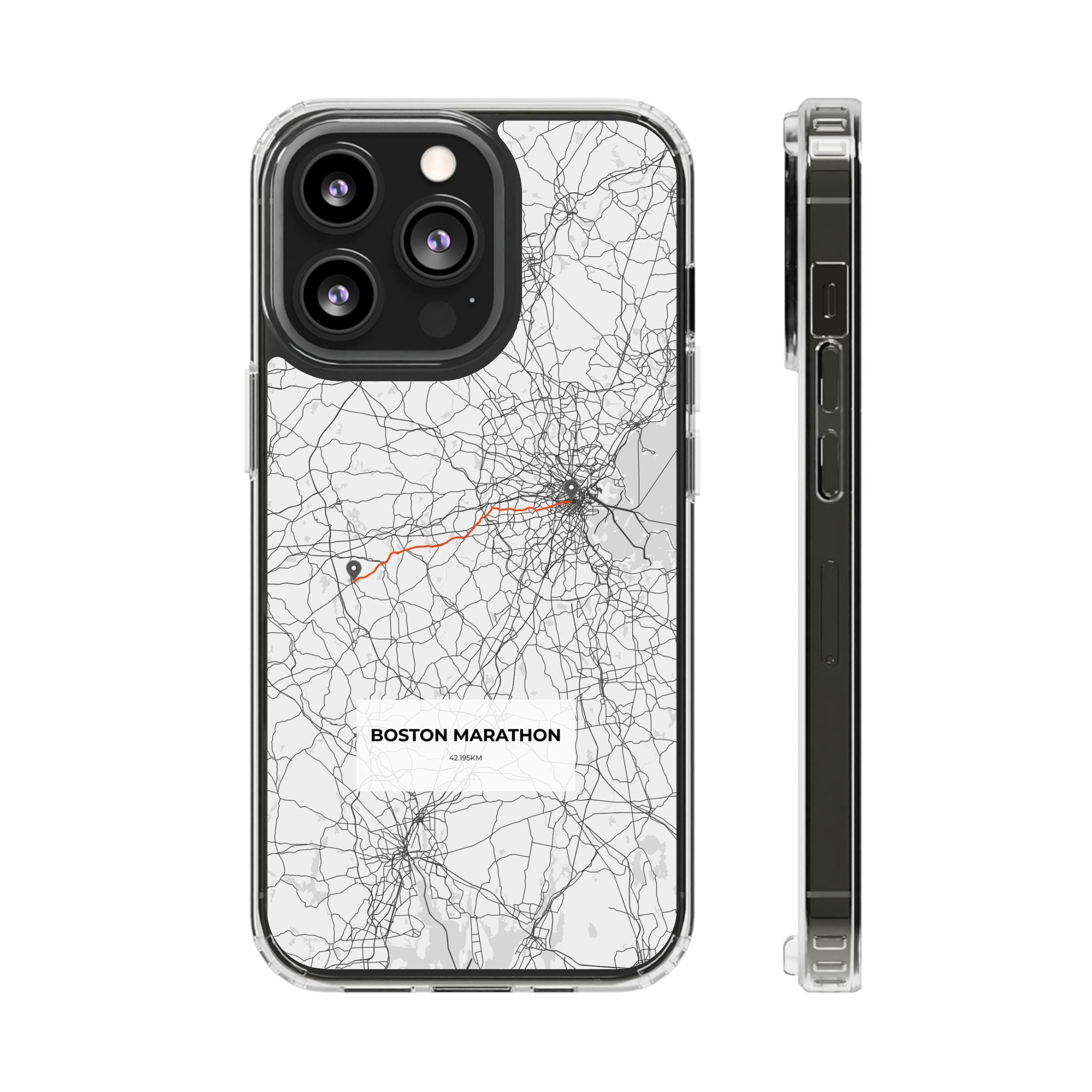 Boston Marathon Route Clear Impact-Resistant Phone Case