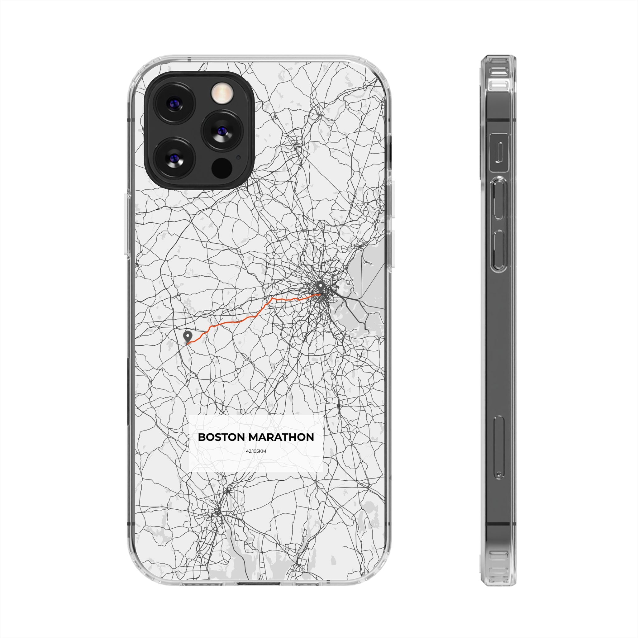 Boston Marathon Route Clear Impact-Resistant Phone Case