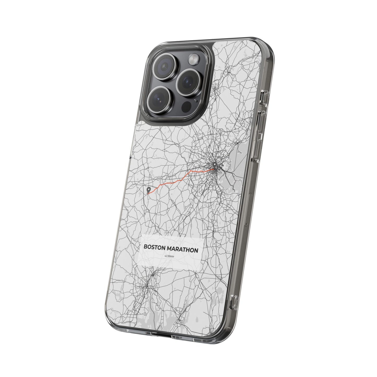 Boston Marathon Route Clear Impact-Resistant Phone Case