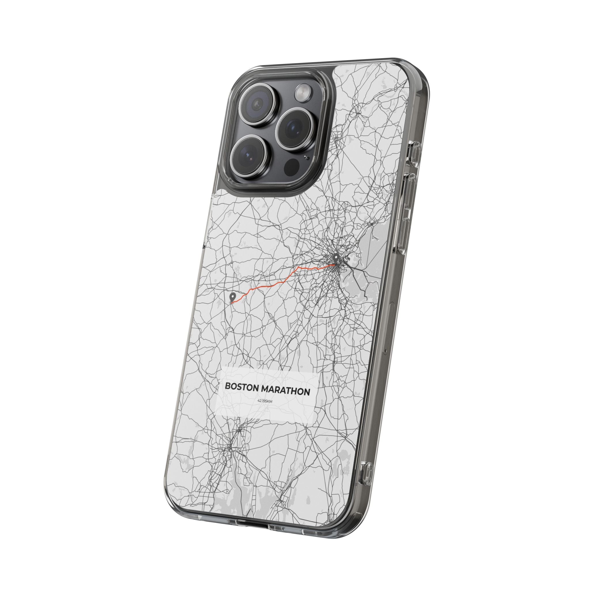 Boston Marathon Route Clear Impact-Resistant Phone Case