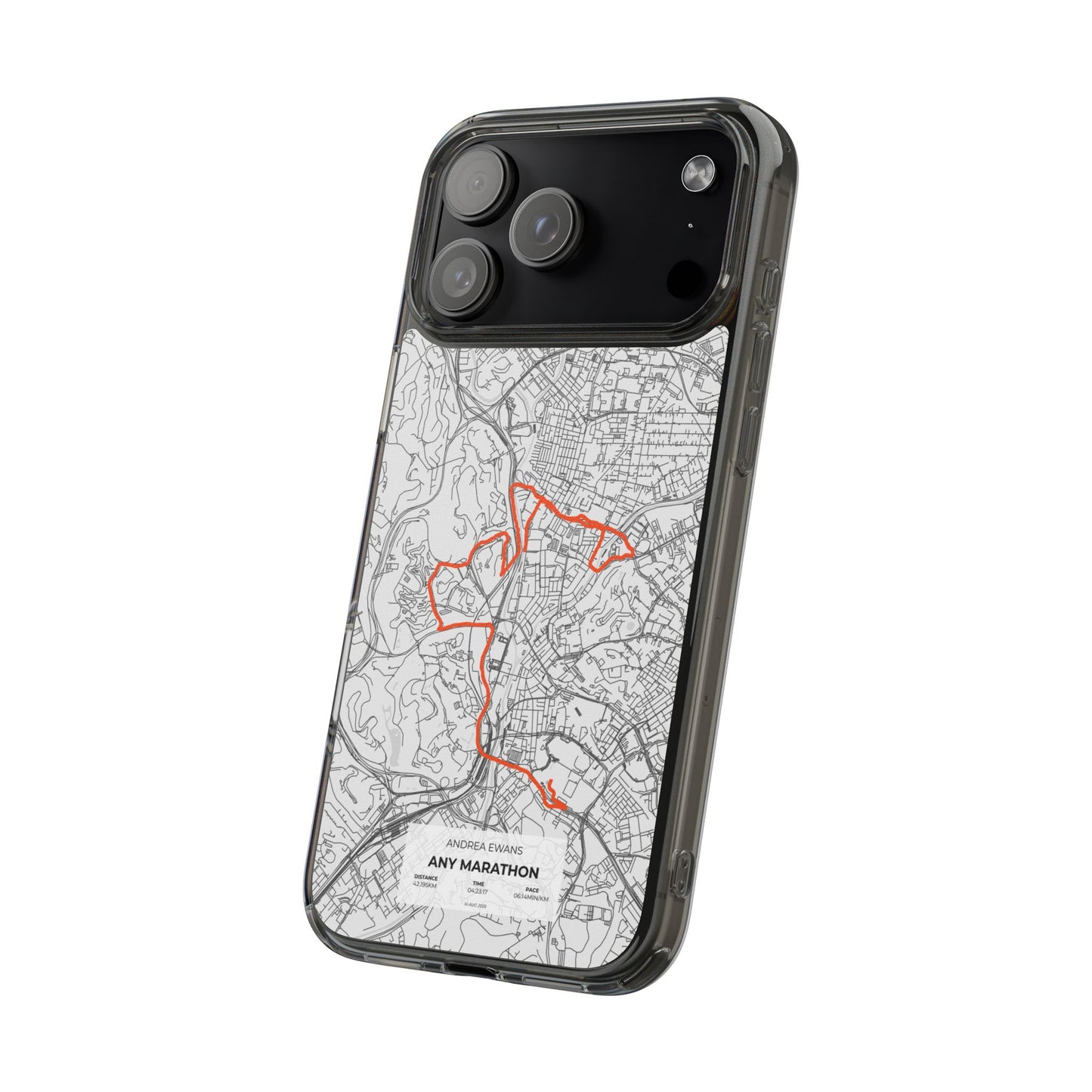 Customized Marathon Route Clear Impact-Resistant Phone Case