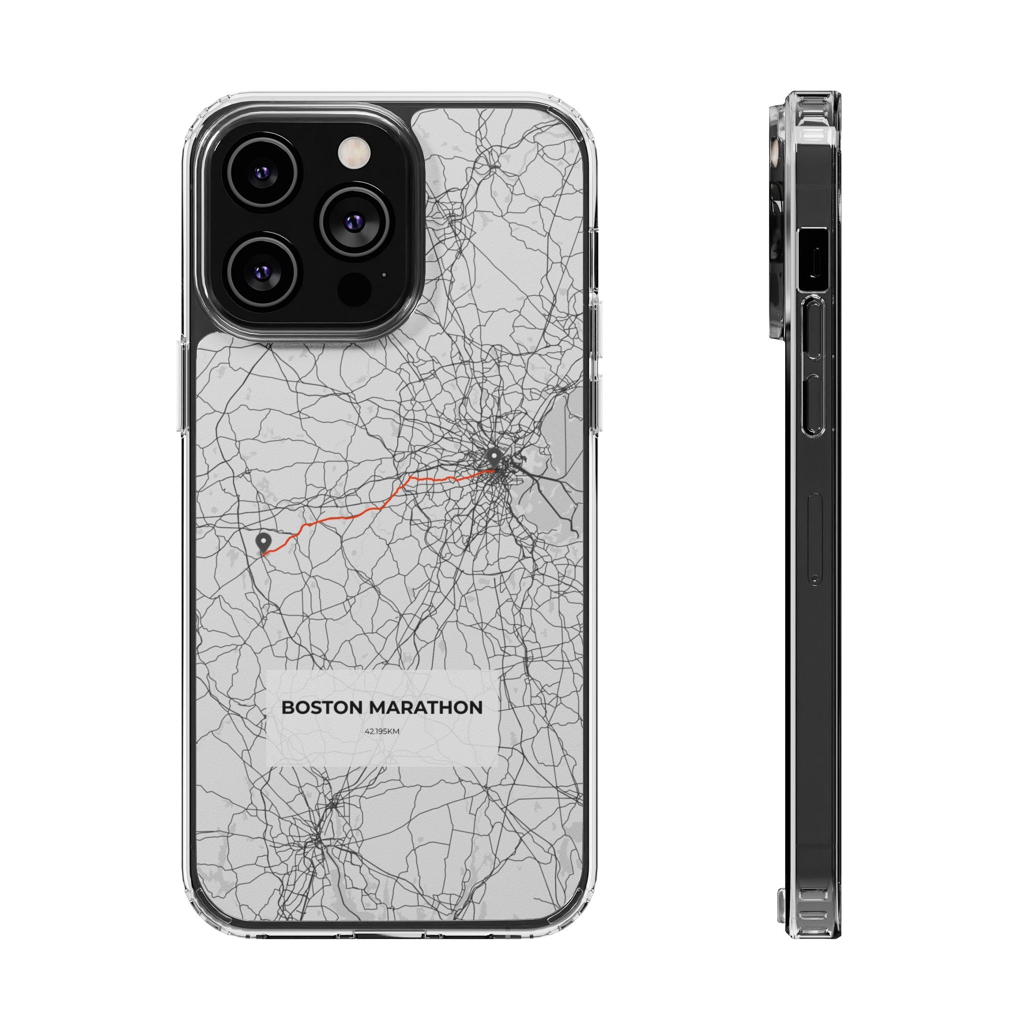Boston Marathon Route Clear Impact-Resistant Phone Case