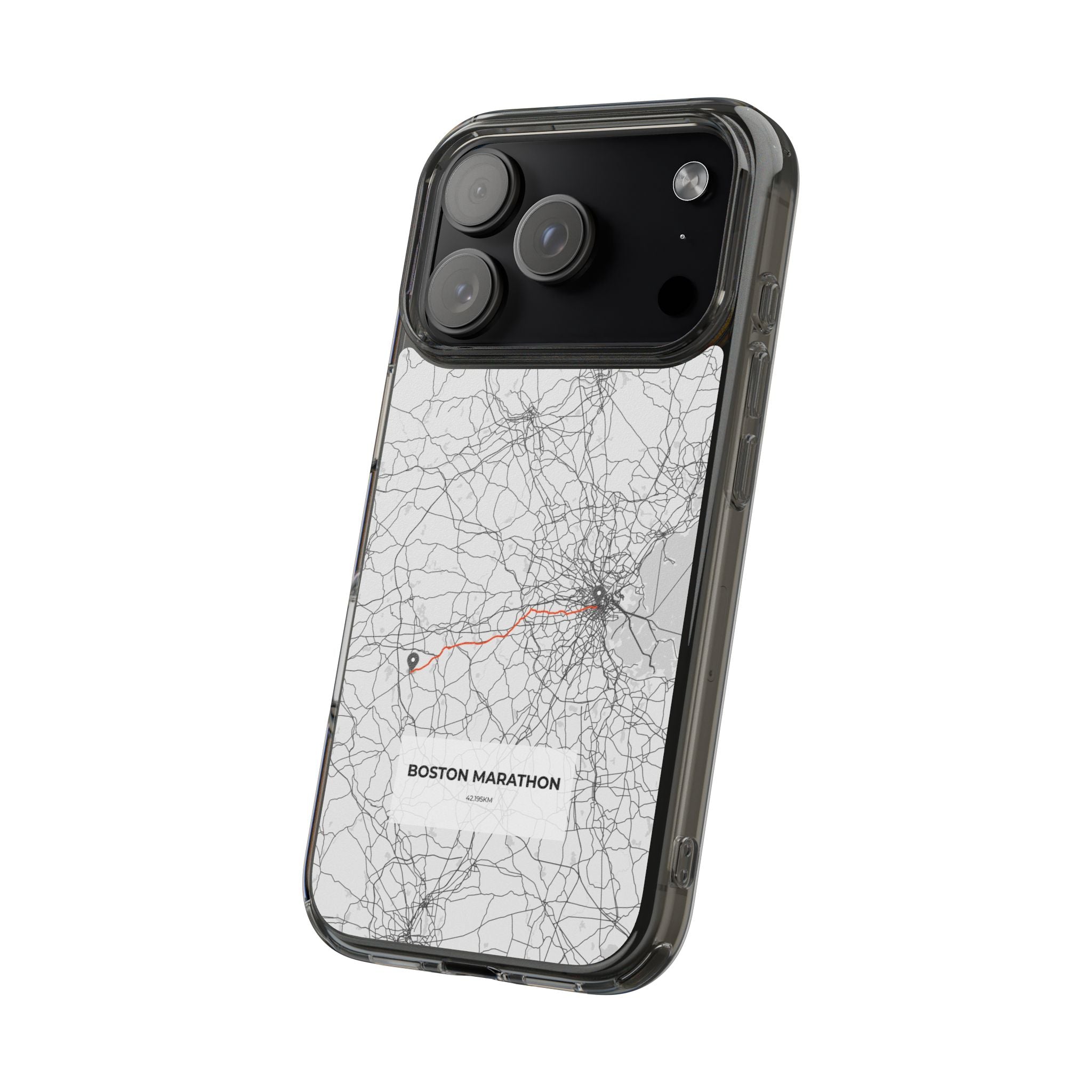 Boston Marathon Route Clear Impact-Resistant Phone Case