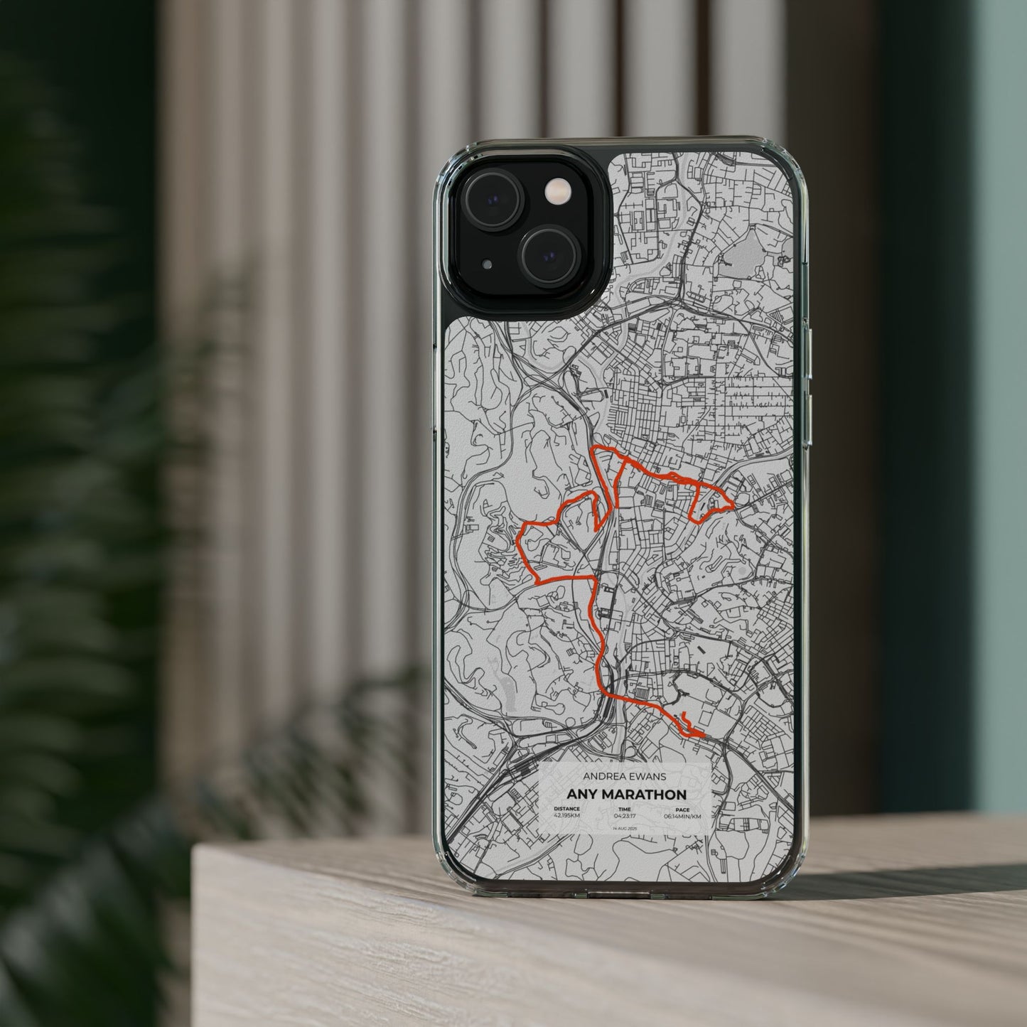 Customized Marathon Route Clear Impact-Resistant Phone Case