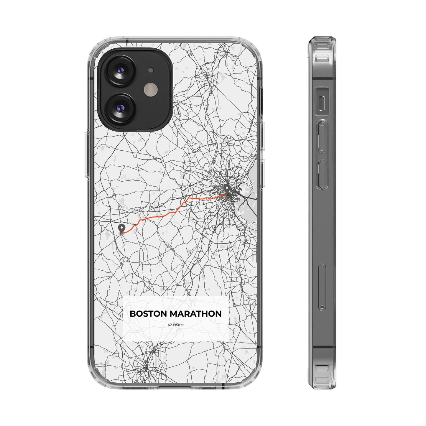 Boston Marathon Route Magnetic Clear Impact-Resistant Phone Case