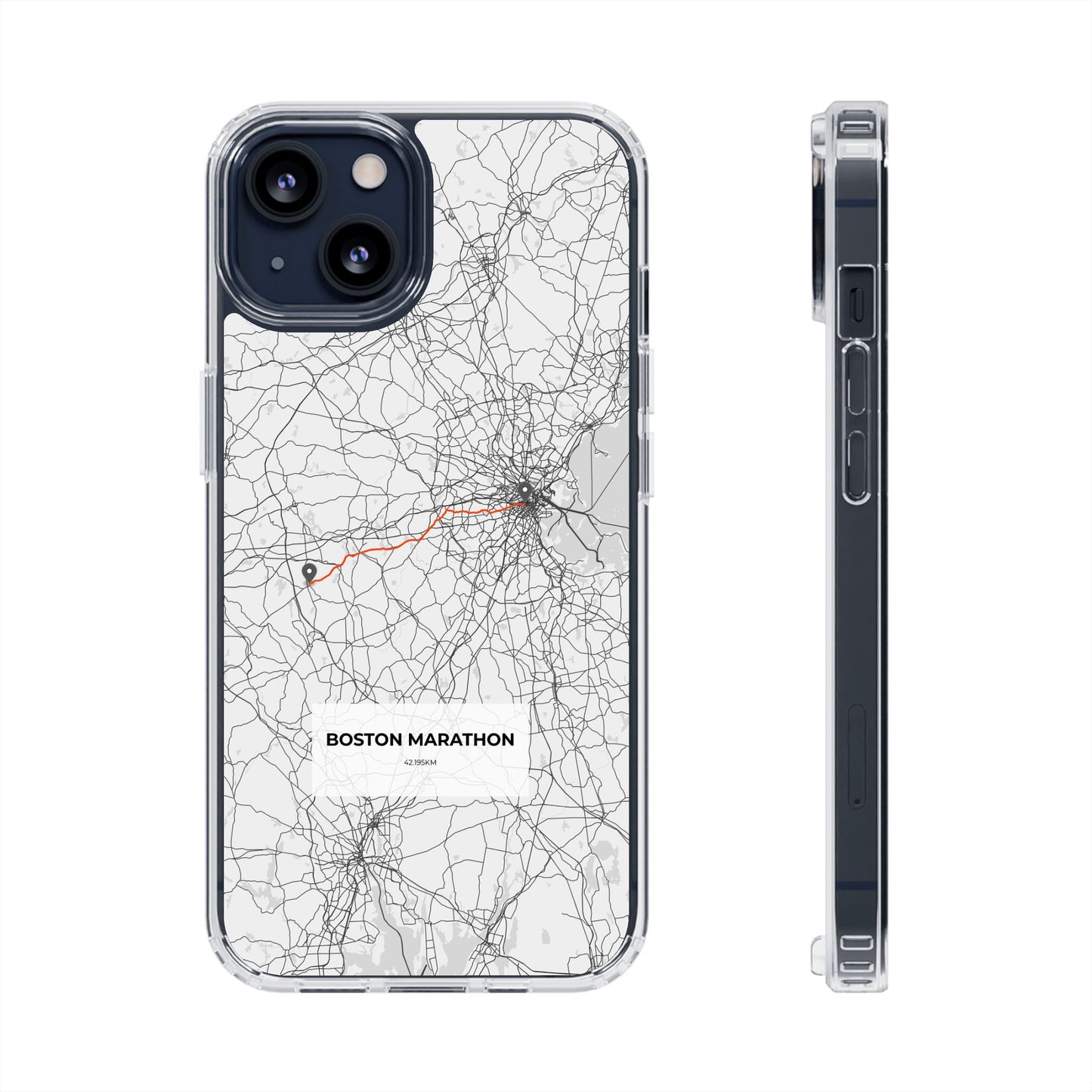 Boston Marathon Route Clear Impact-Resistant Phone Case