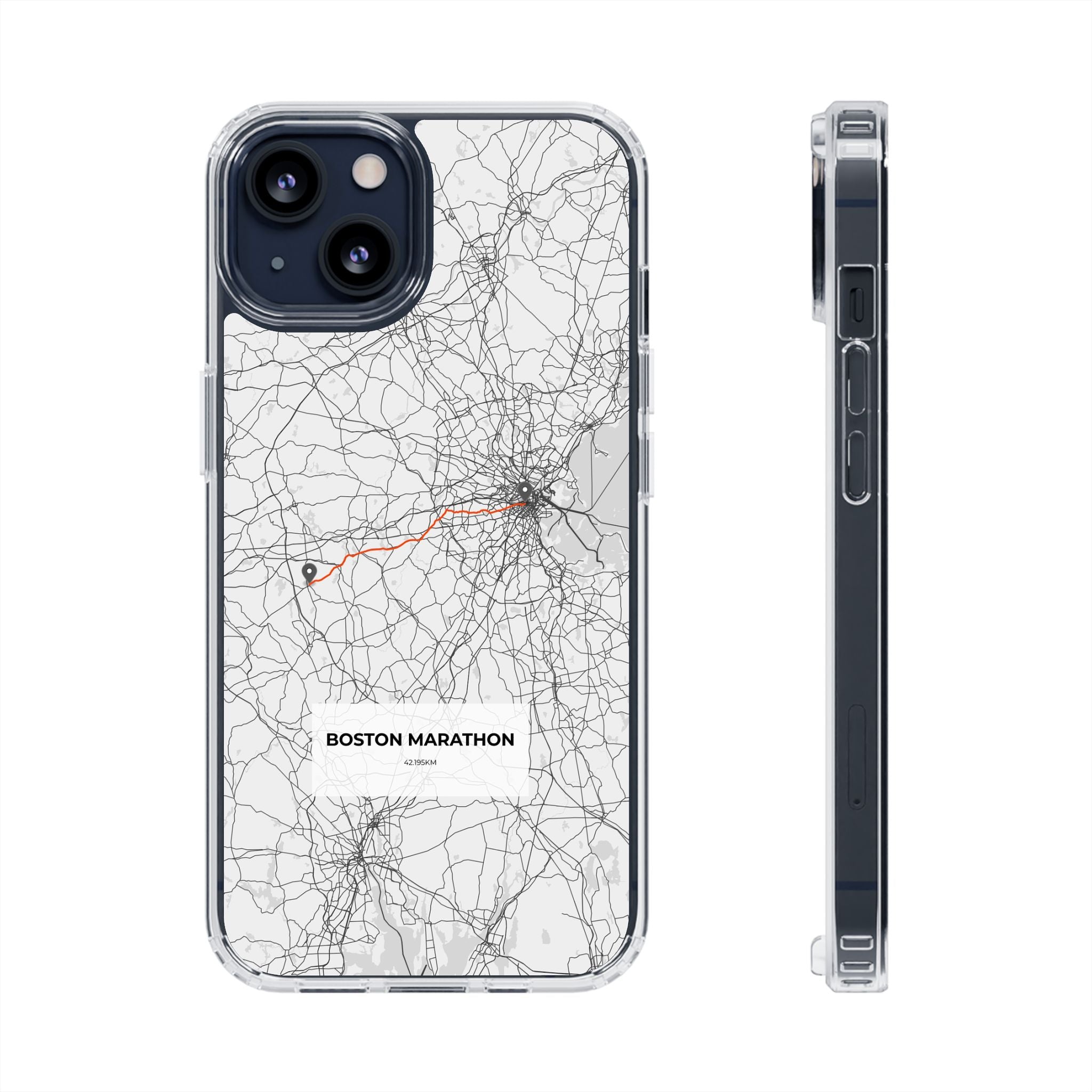 Boston Marathon Route Clear Impact-Resistant Phone Case