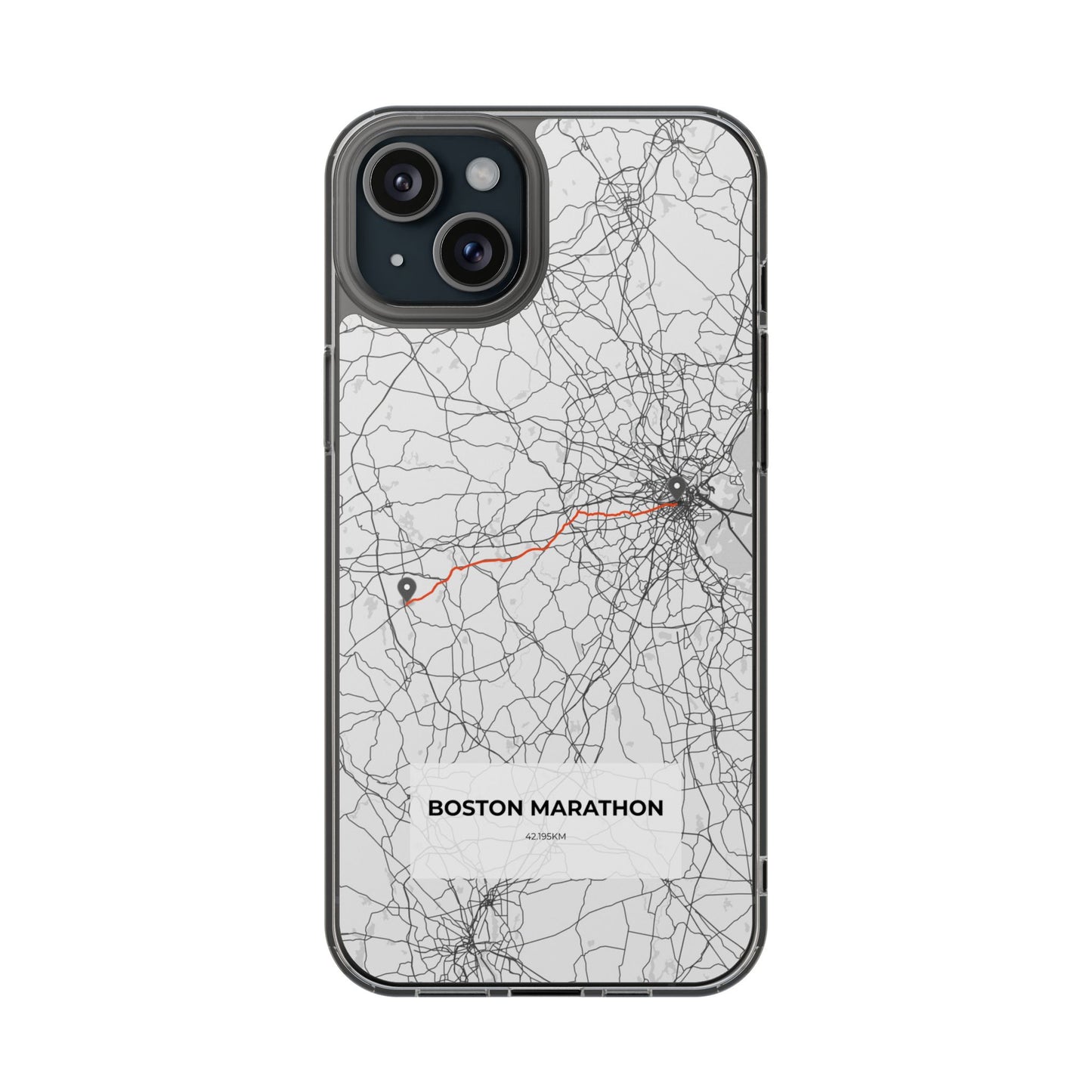 Boston Marathon Route Magnetic Clear Impact-Resistant Phone Case