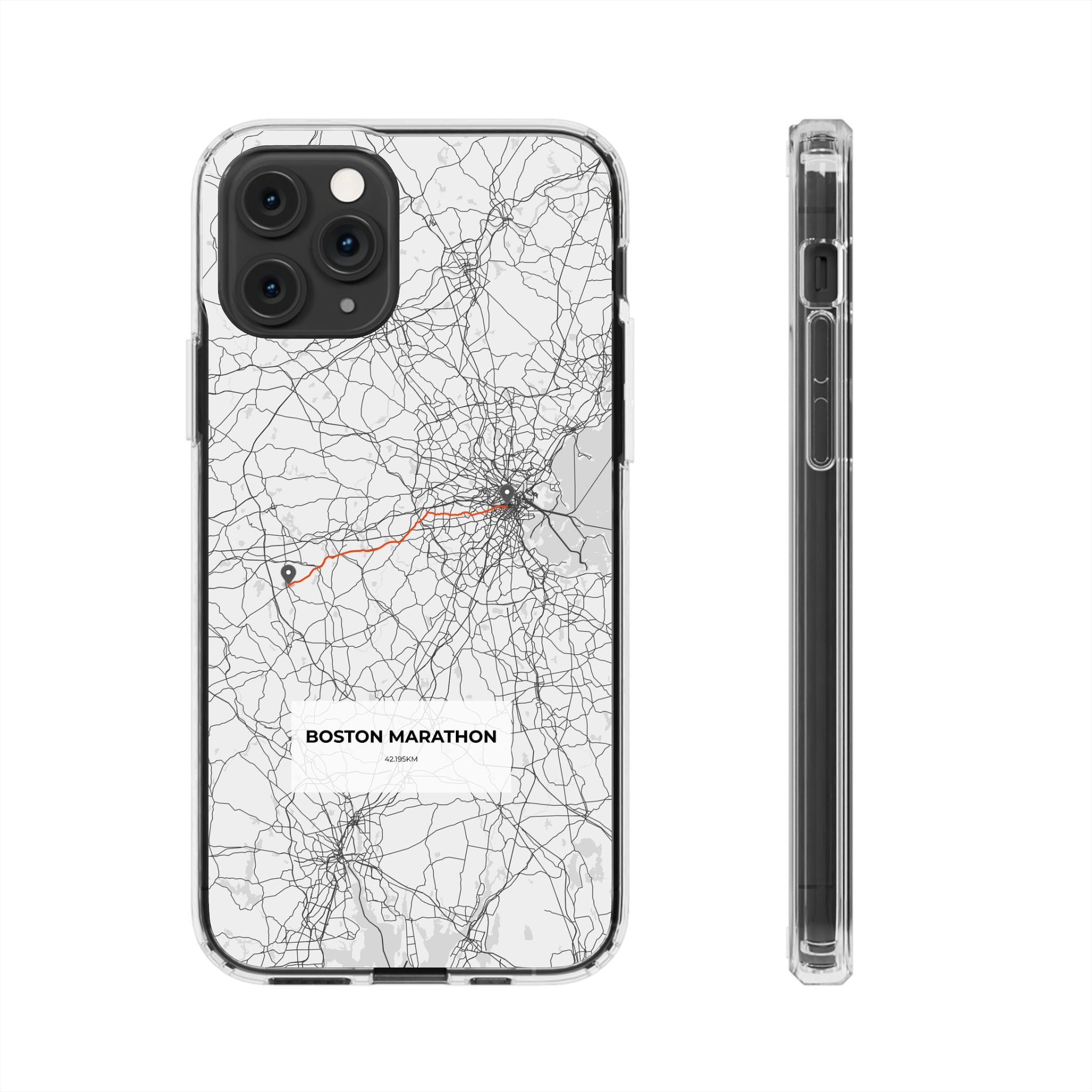 Boston Marathon Route Clear Impact-Resistant Phone Case