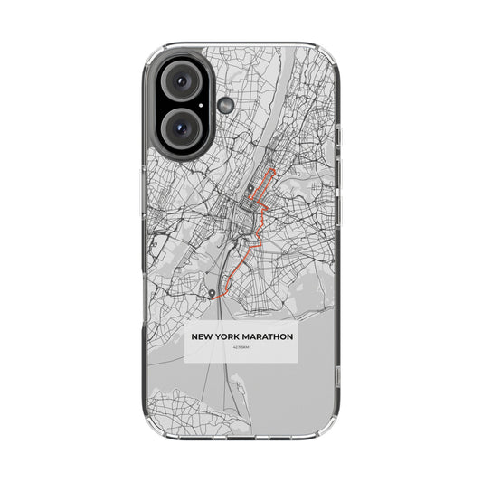 New York Marathon Route Magnetic Clear Impact-Resistant Phone Case