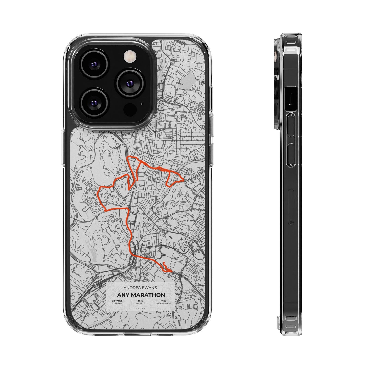 Customized Marathon Route Clear Impact-Resistant Phone Case