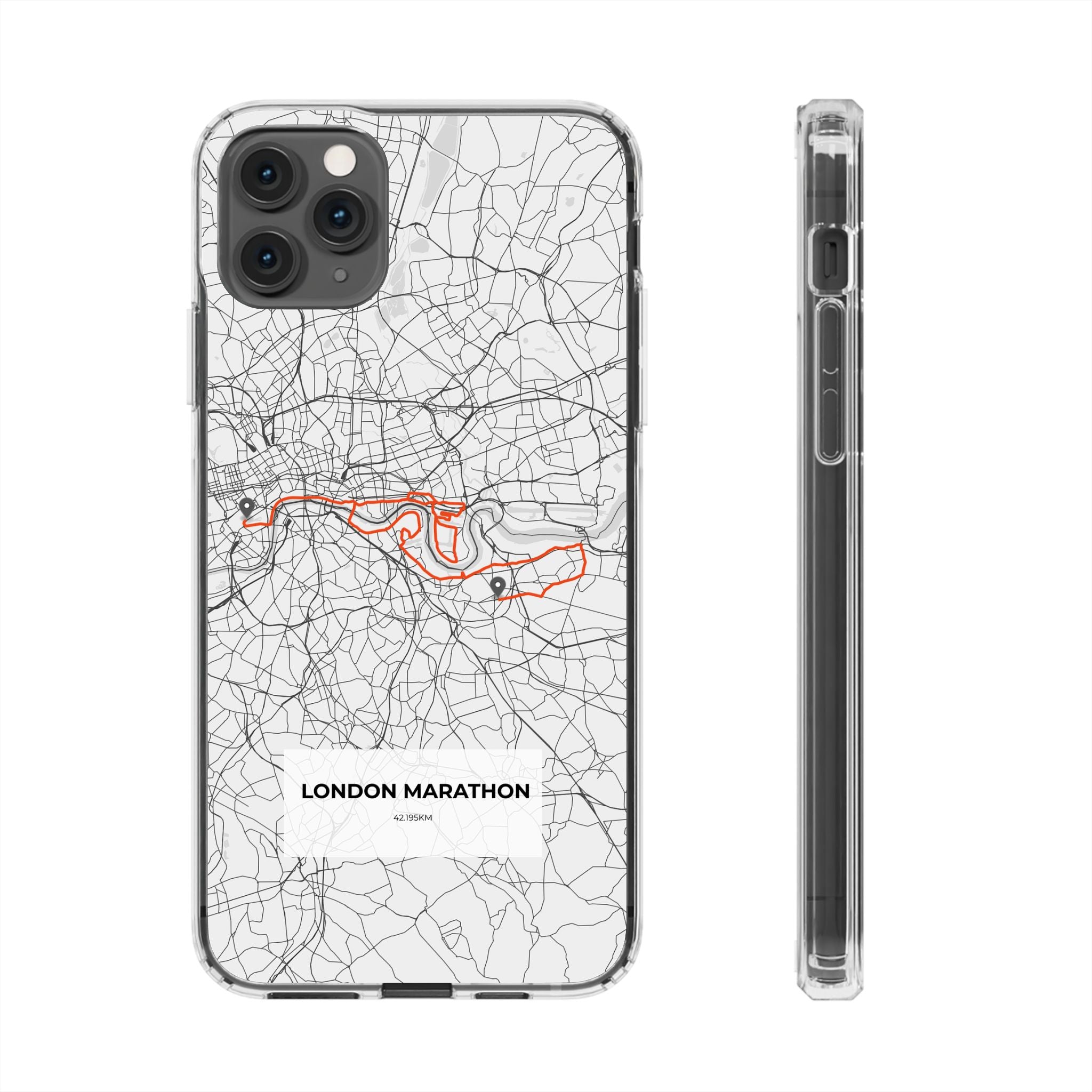 London Marathon Route Clear Impact-Resistant Phone Case