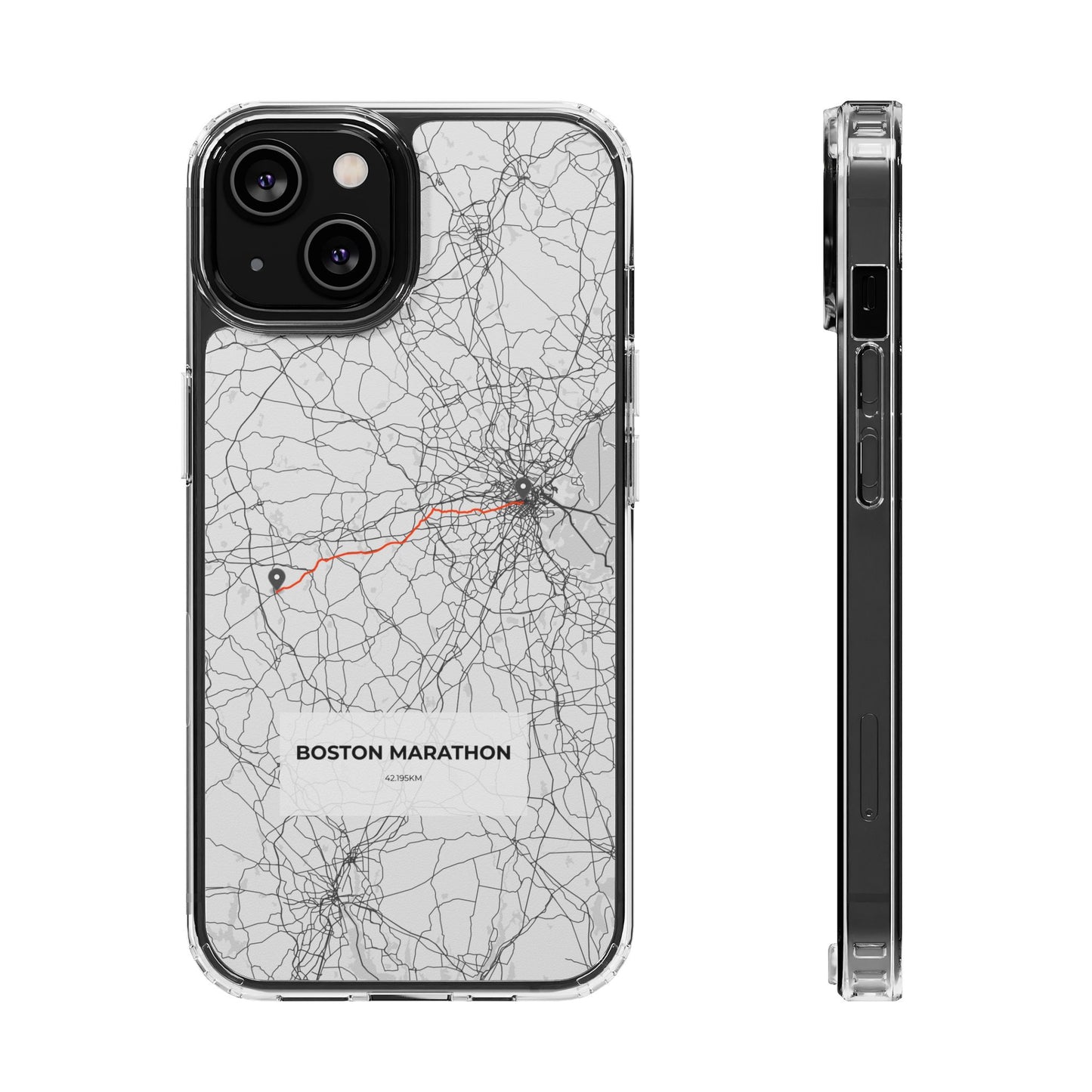 Boston Marathon Route Clear Impact-Resistant Phone Case