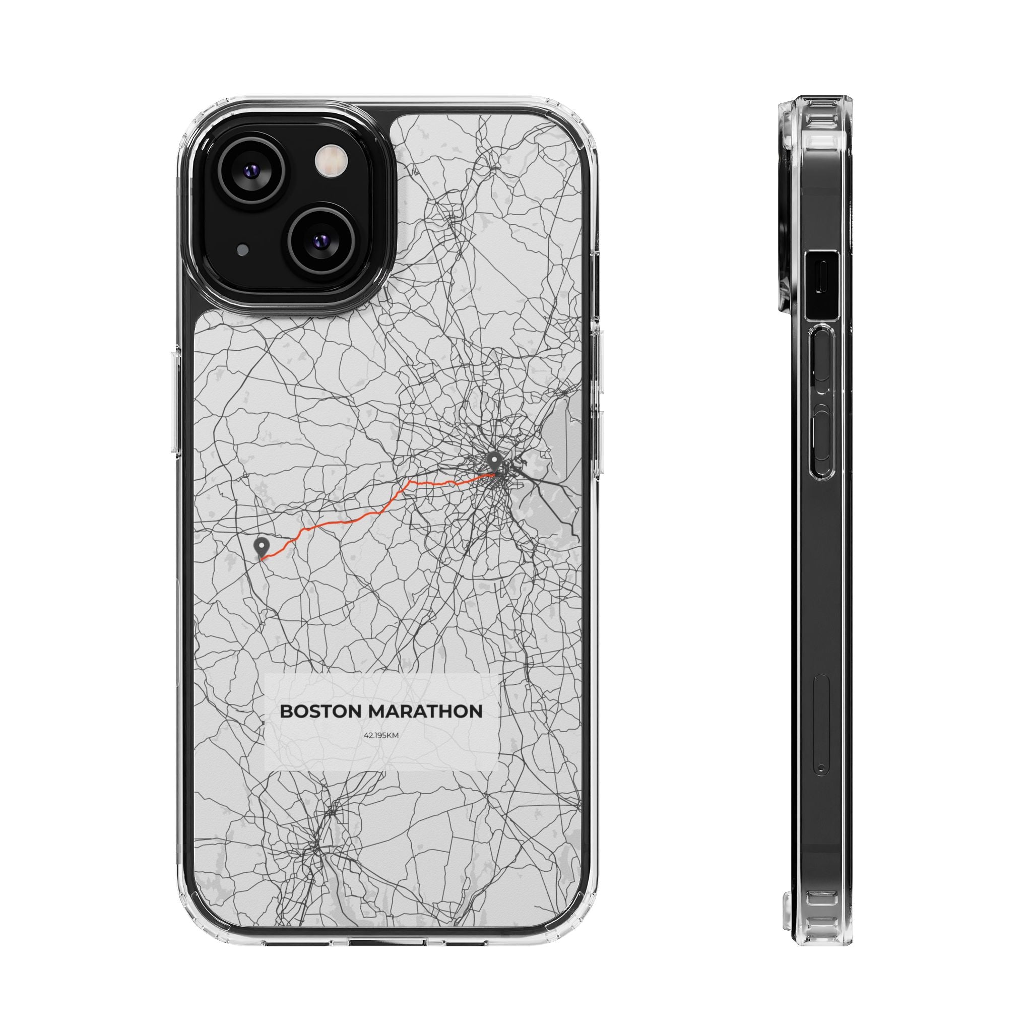 Boston Marathon Route Clear Impact-Resistant Phone Case