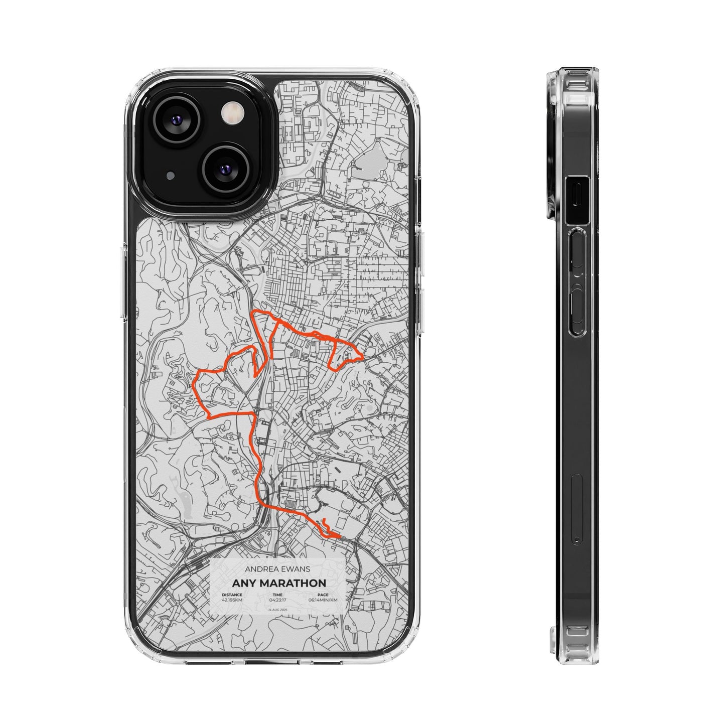 Customized Marathon Route Clear Impact-Resistant Phone Case
