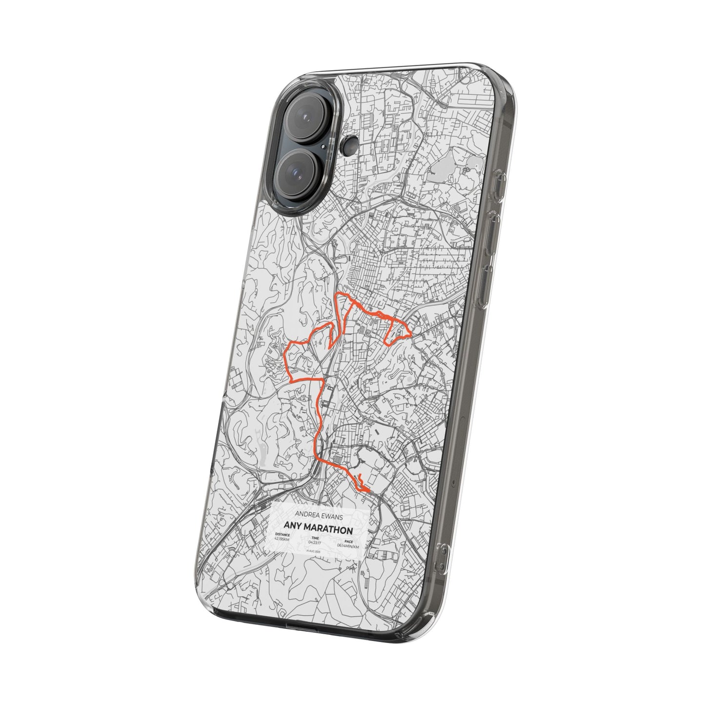 Customized Marathon Route Clear Impact-Resistant Phone Case