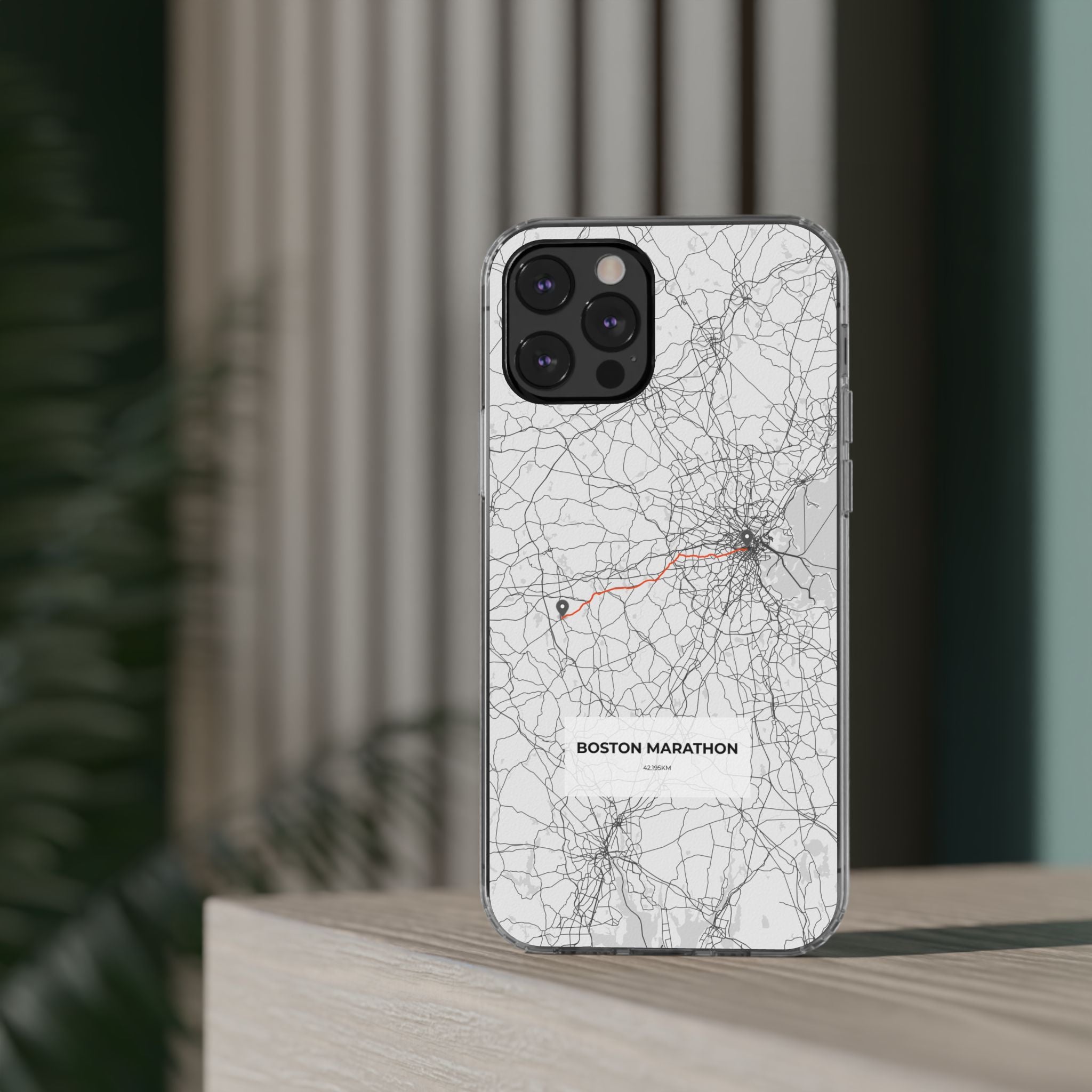 Boston Marathon Route Clear Impact-Resistant Phone Case