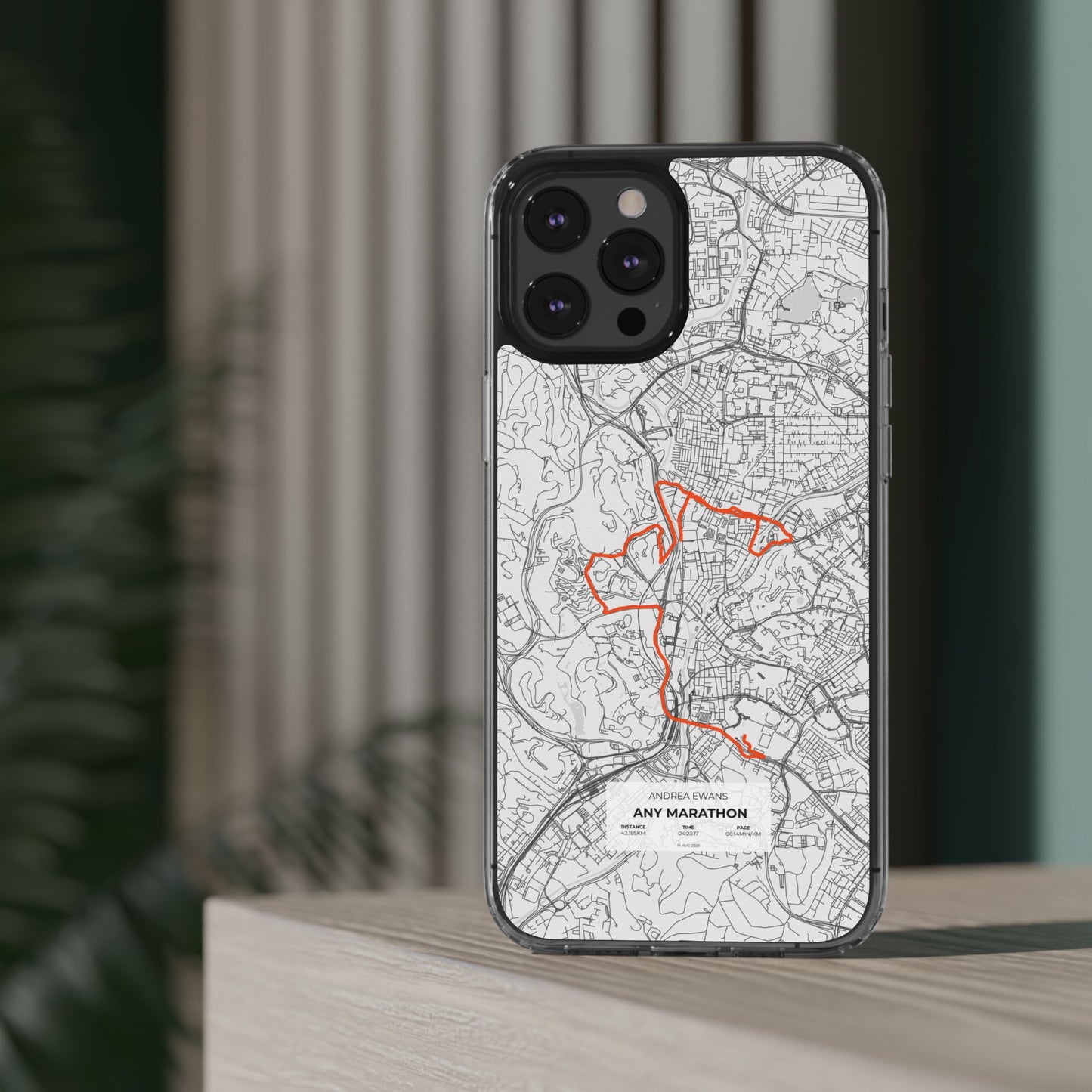 Customized Marathon Route Clear Impact-Resistant Phone Case