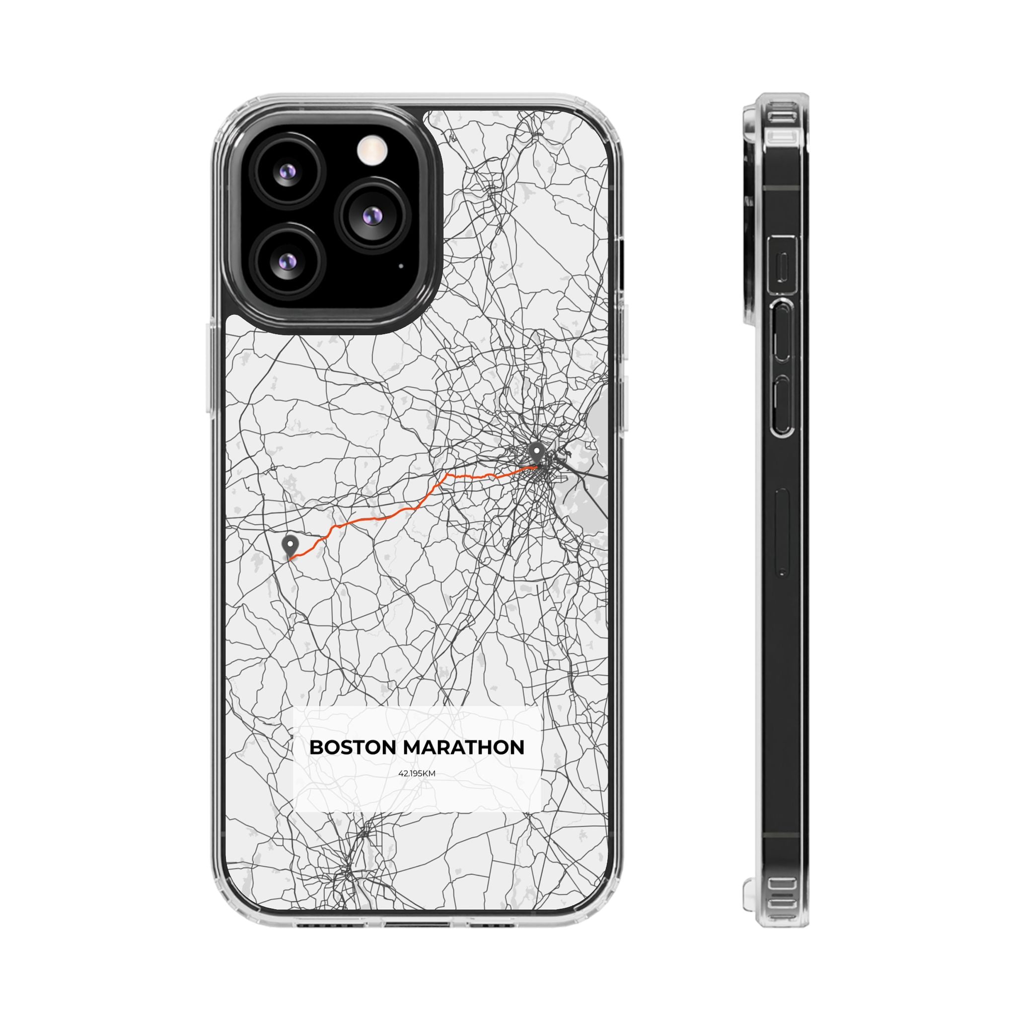 Boston Marathon Route Magnetic Clear Impact-Resistant Phone Case