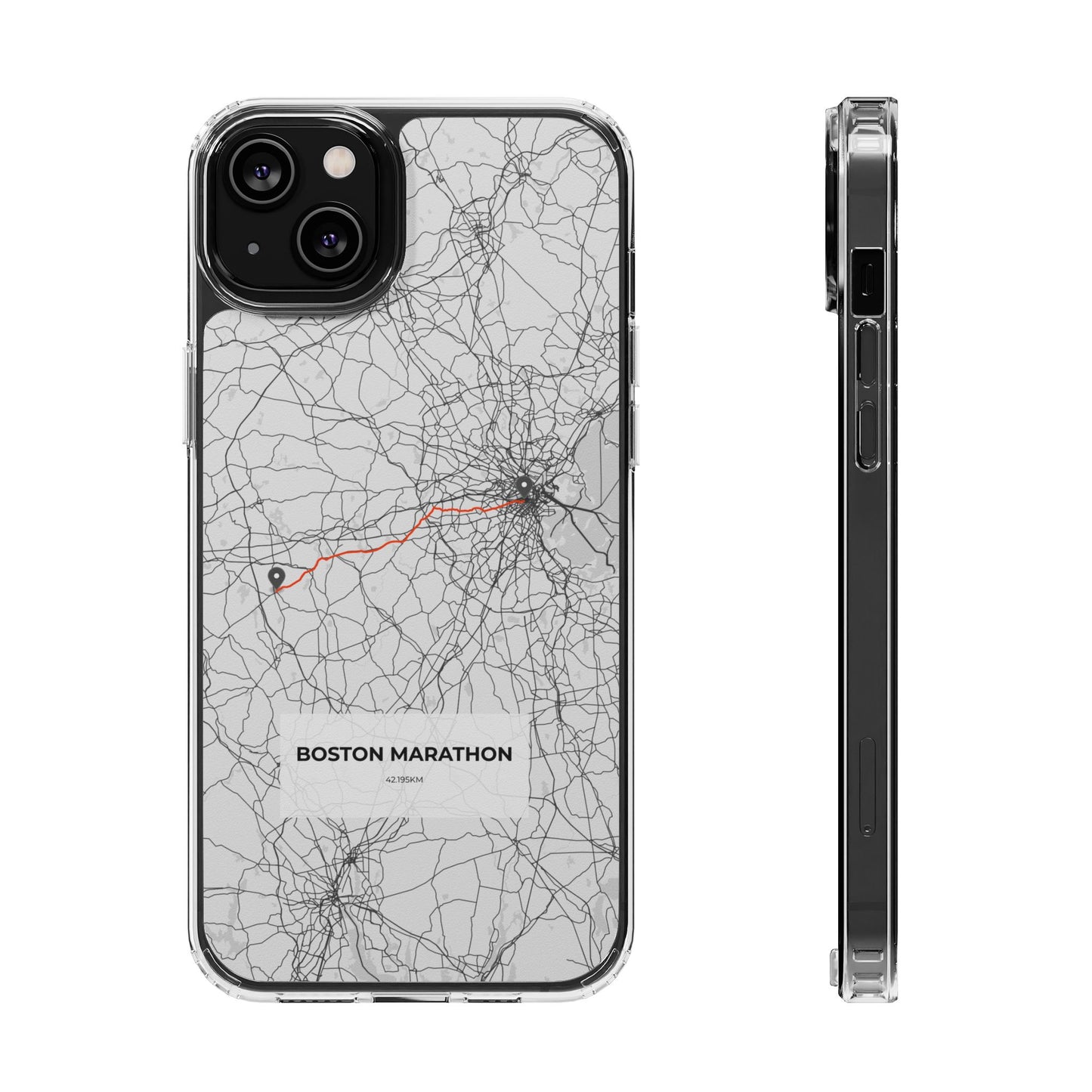 Boston Marathon Route Clear Impact-Resistant Phone Case