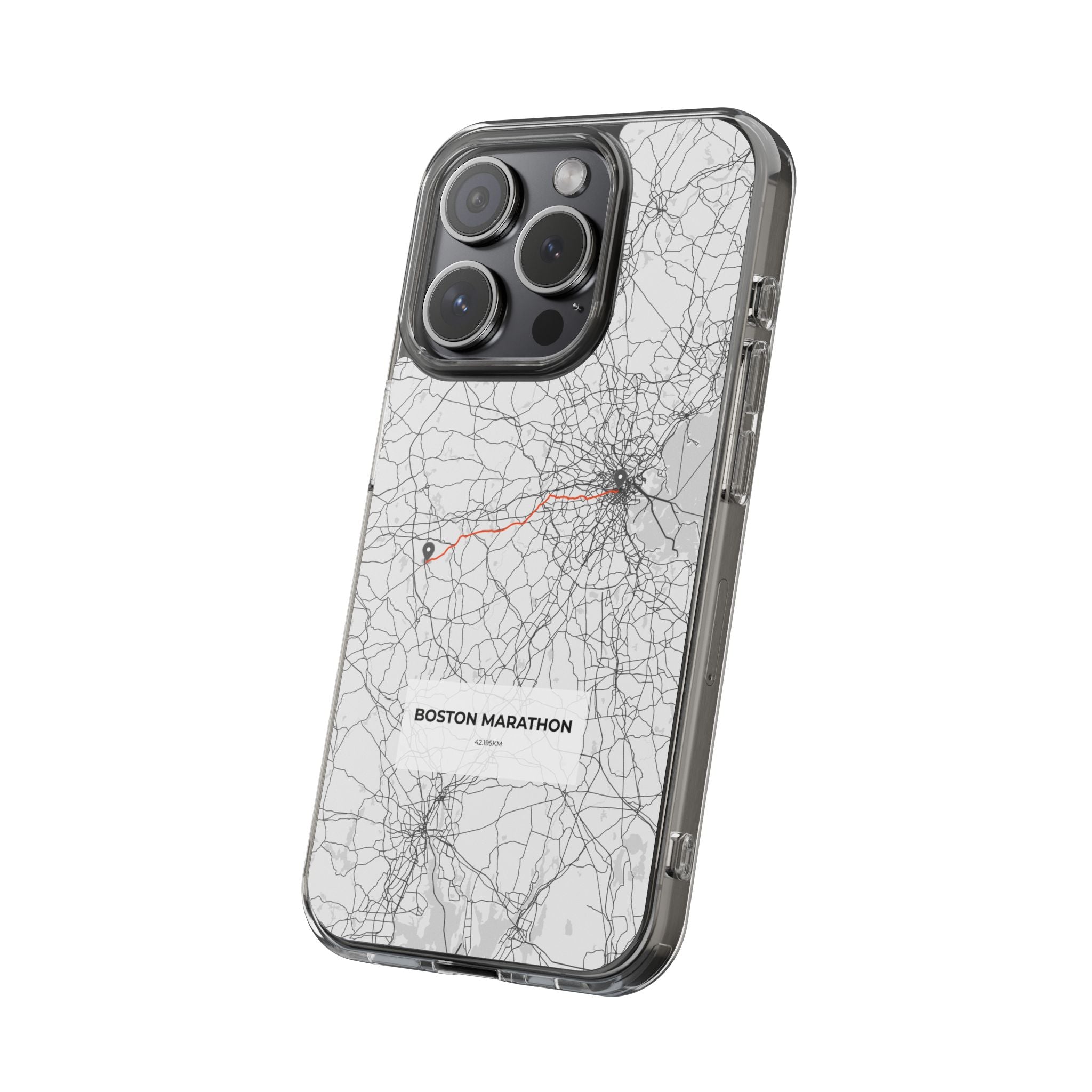 Boston Marathon Route Clear Impact-Resistant Phone Case