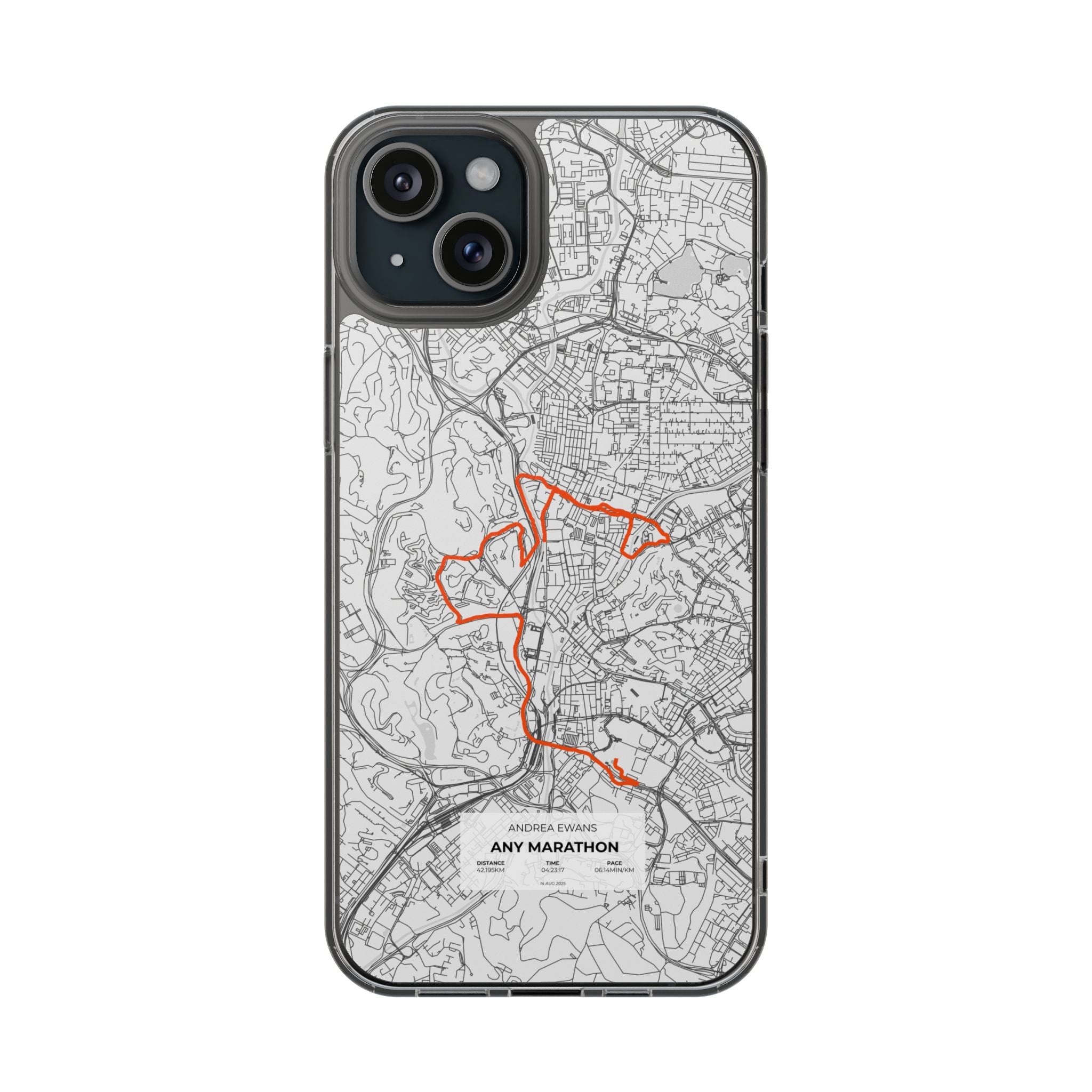Customized Marathon Route Clear Impact-Resistant Phone Case