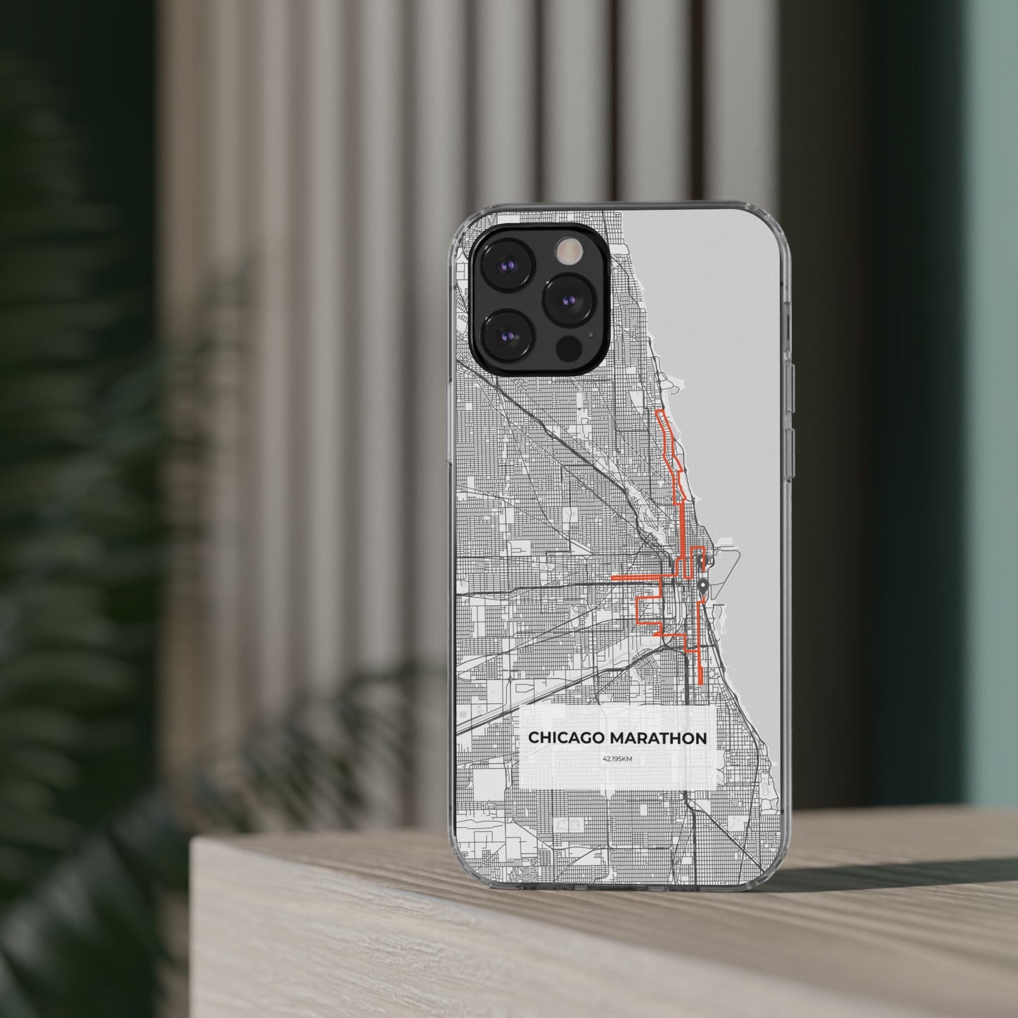 Chicago Marathon Route Clear Impact-Resistant Phone Case