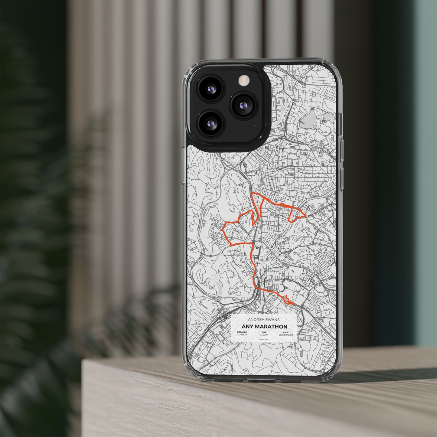 Customized Marathon Route Clear Impact-Resistant Phone Case