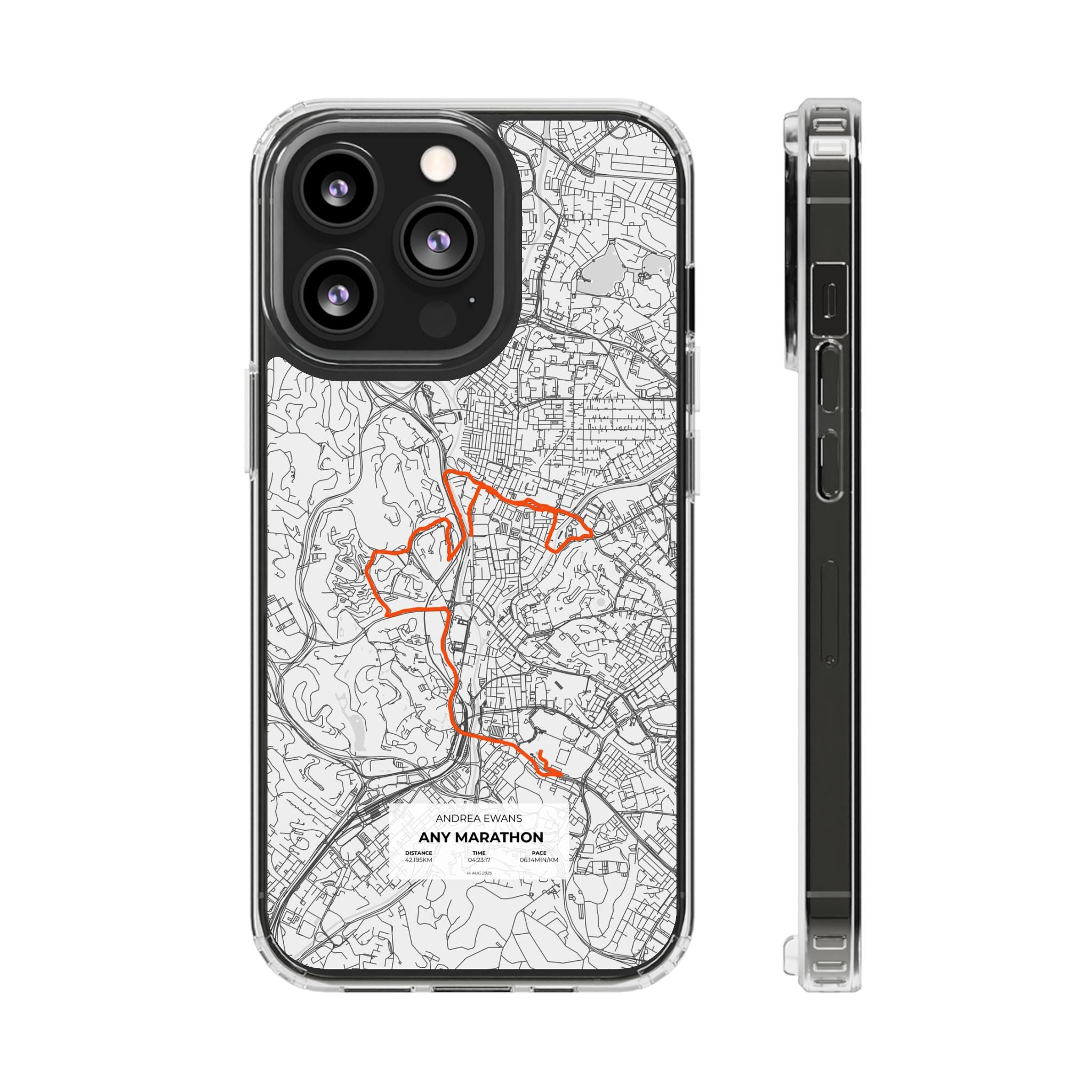 Customized Marathon Route Magnetic Clear Impact-Resistant Phone Case