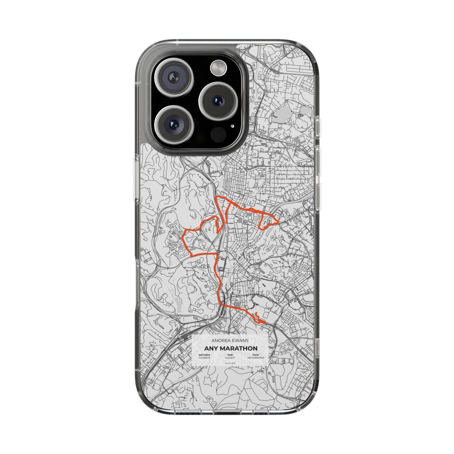 Customized Marathon Route Clear Impact-Resistant Phone Case