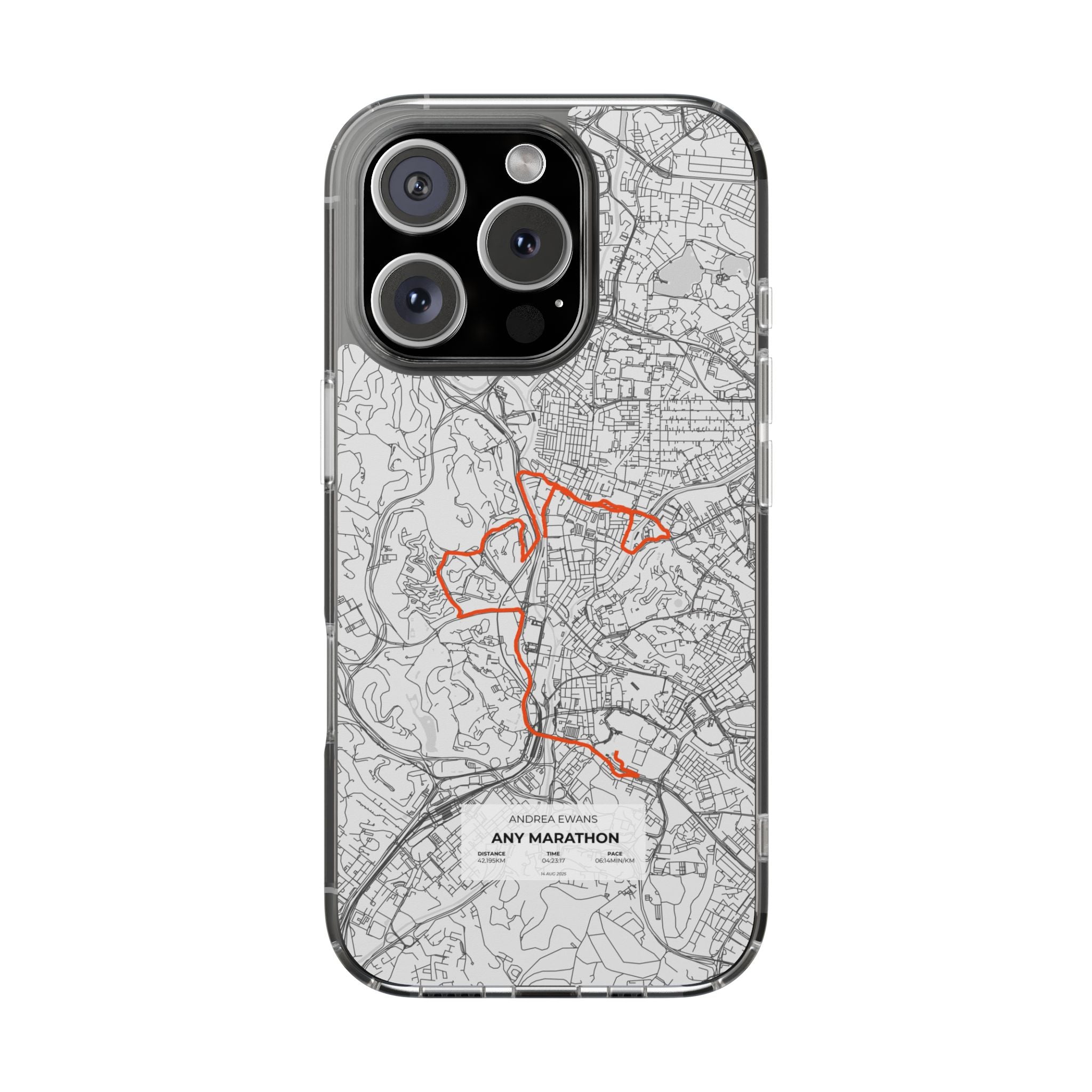 Customized Marathon Route Clear Impact-Resistant Phone Case