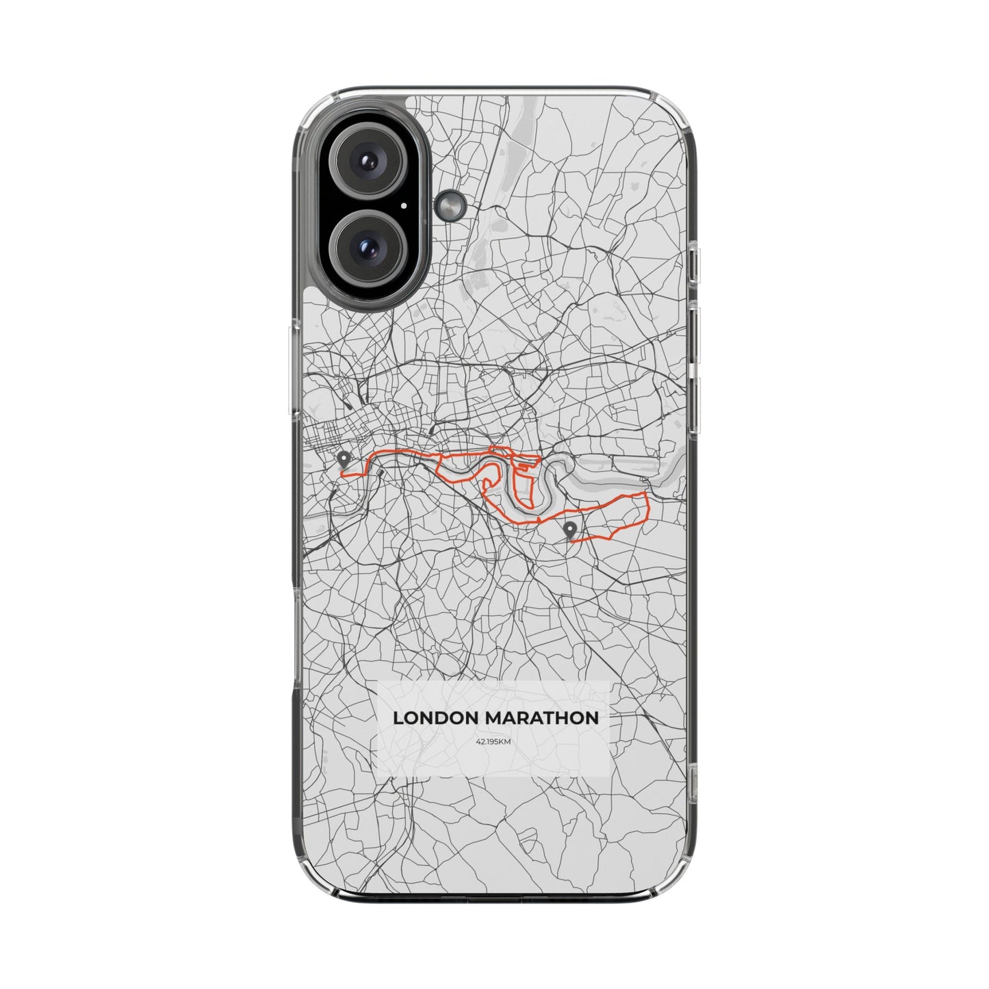 London Marathon Route Clear Impact-Resistant Phone Case