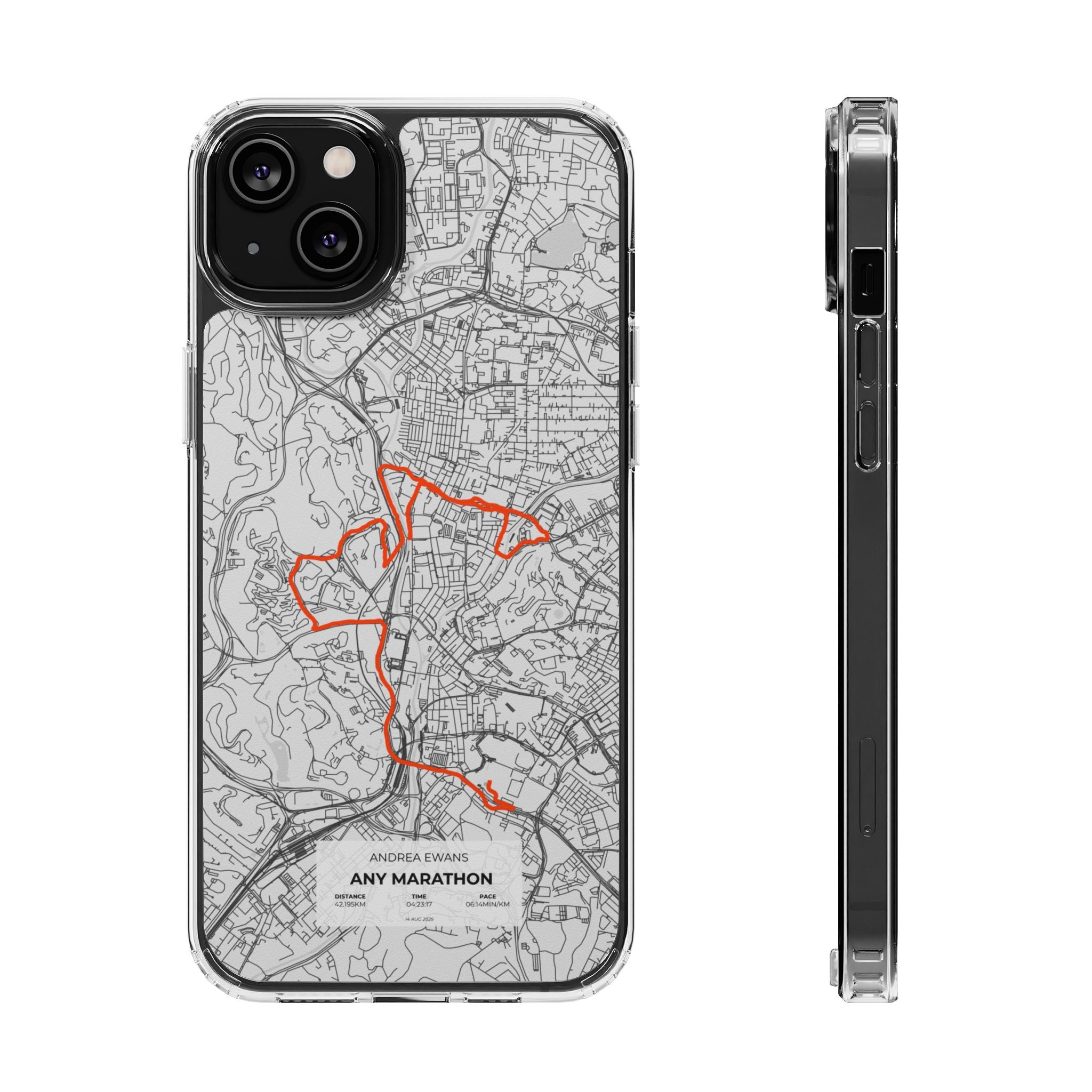 Customized Marathon Route Clear Impact-Resistant Phone Case