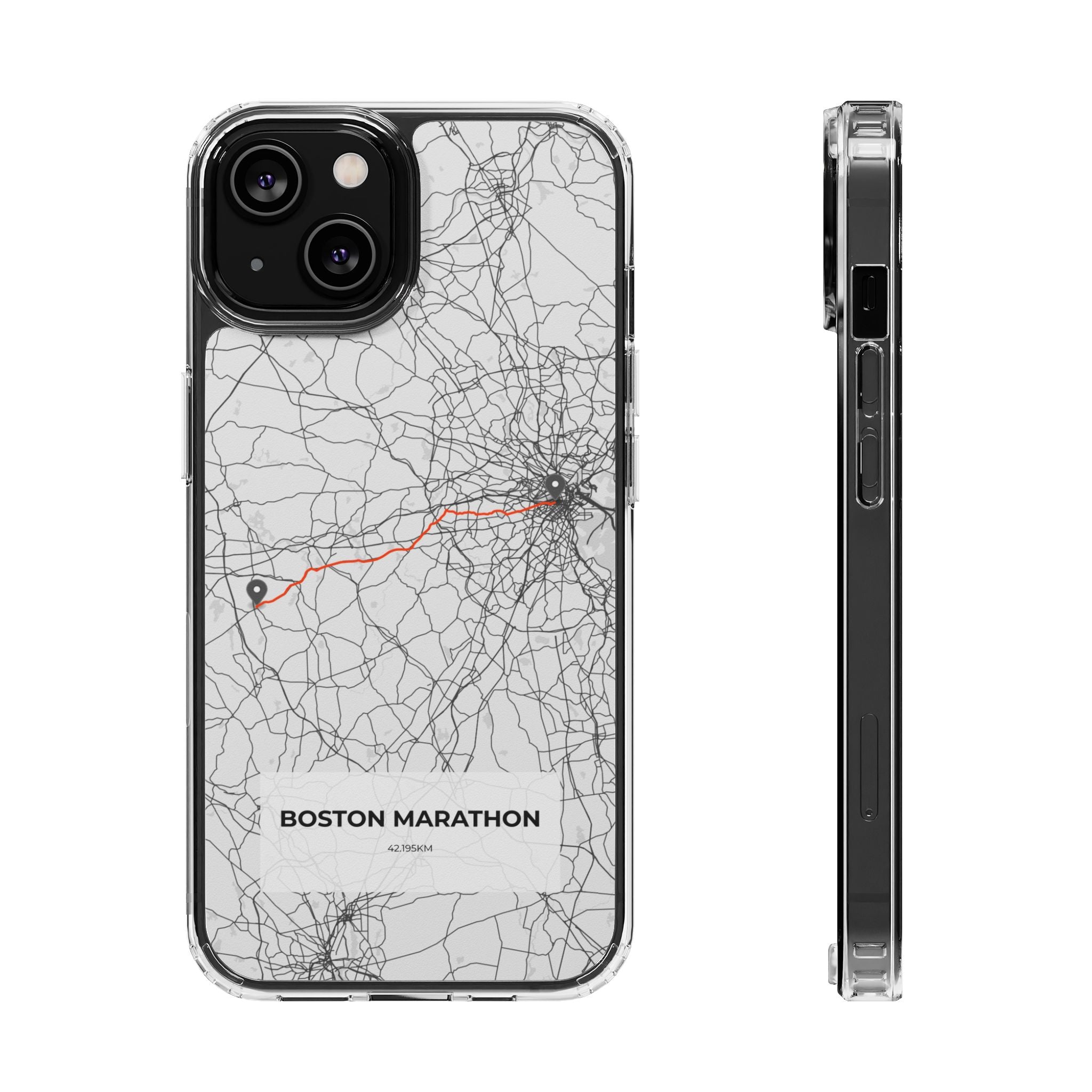 Boston Marathon Route Magnetic Clear Impact-Resistant Phone Case