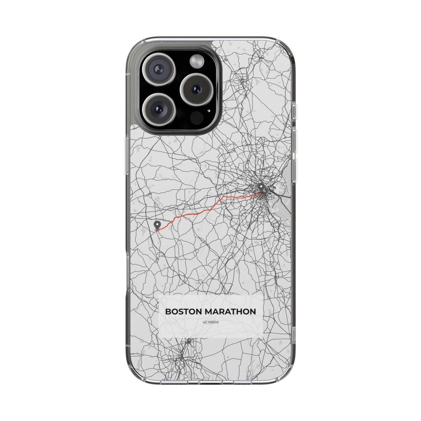 Boston Marathon Route Magnetic Clear Impact-Resistant Phone Case
