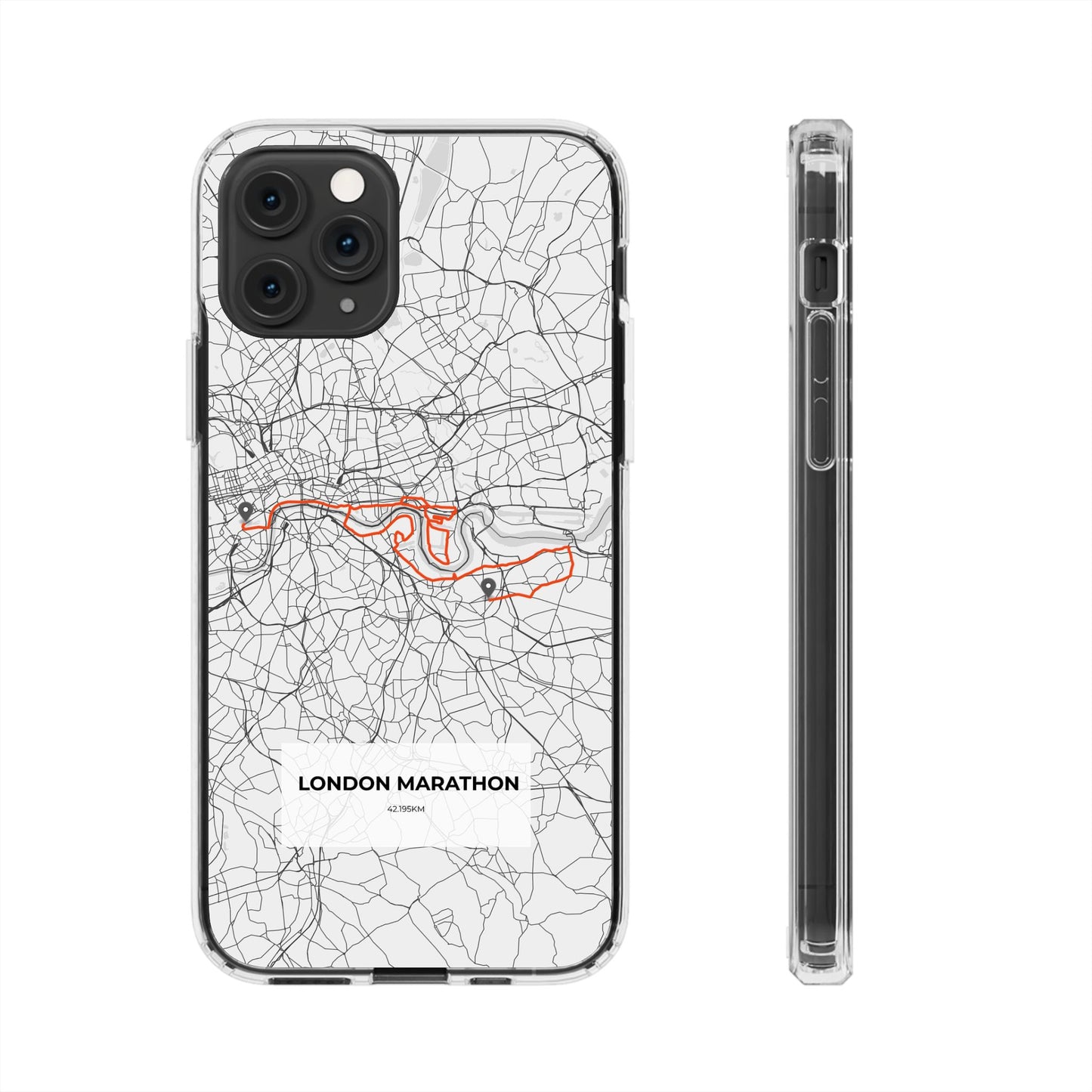 London Marathon Route Clear Impact-Resistant Phone Case