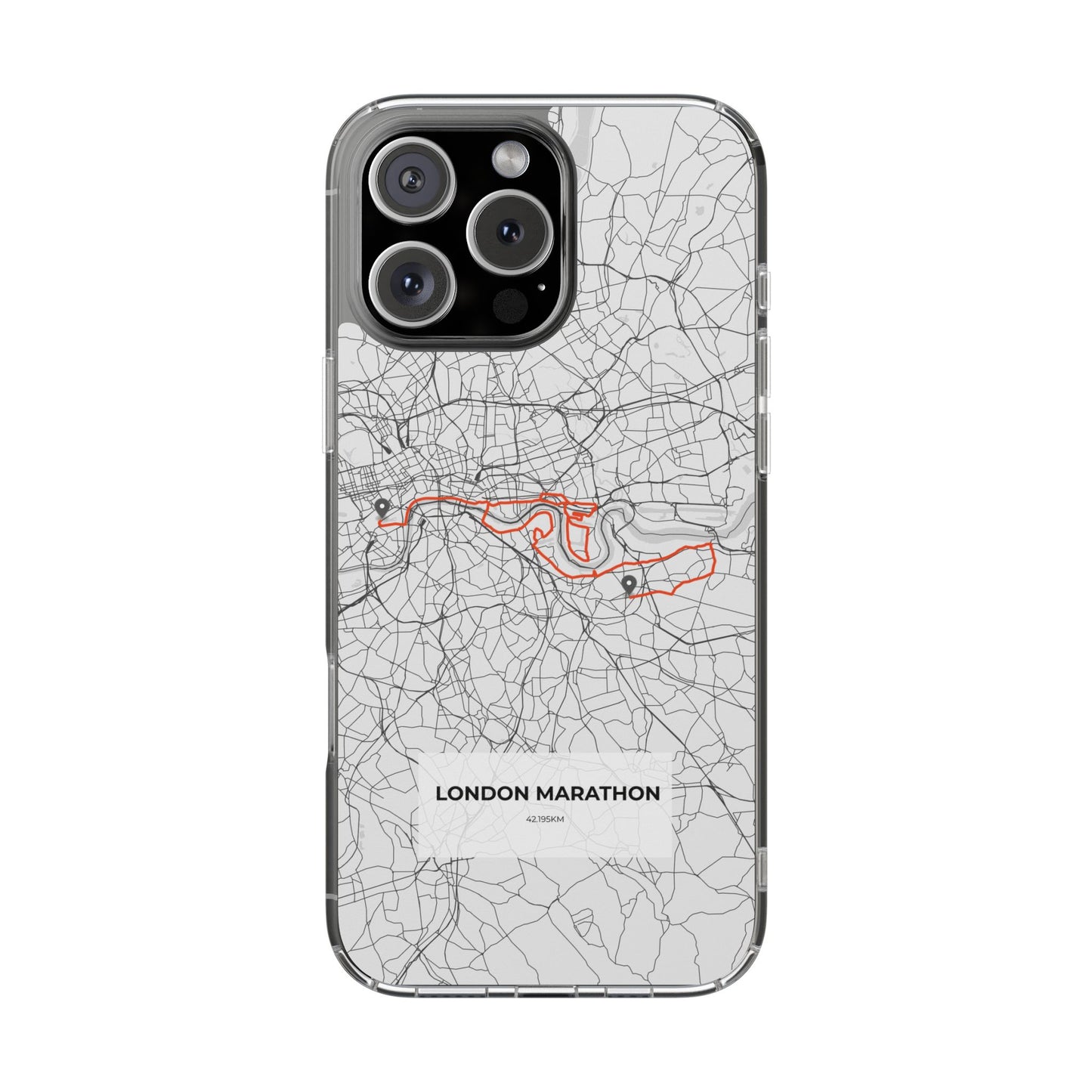 London Marathon Route Clear Impact-Resistant Phone Case