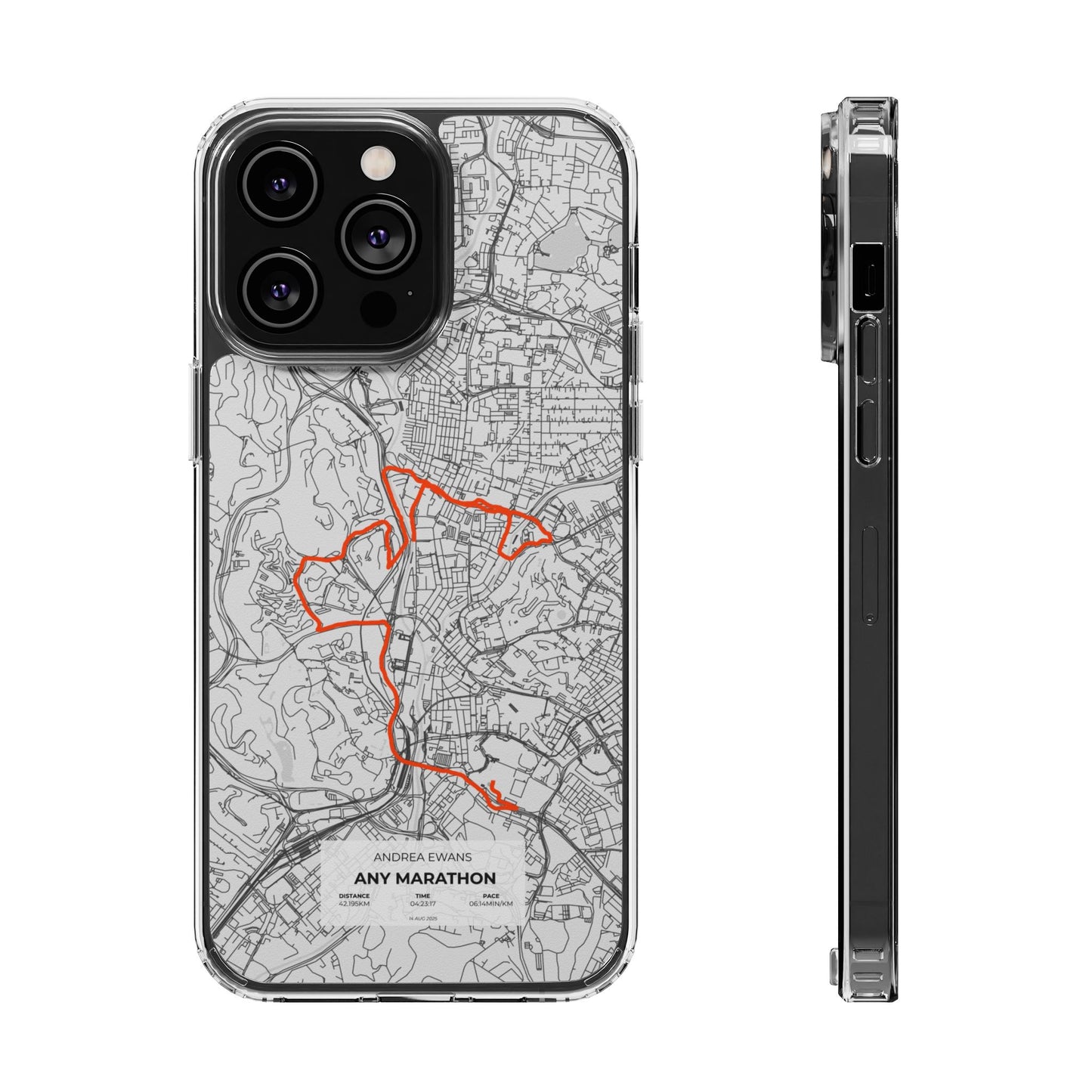 Customized Marathon Route Clear Impact-Resistant Phone Case