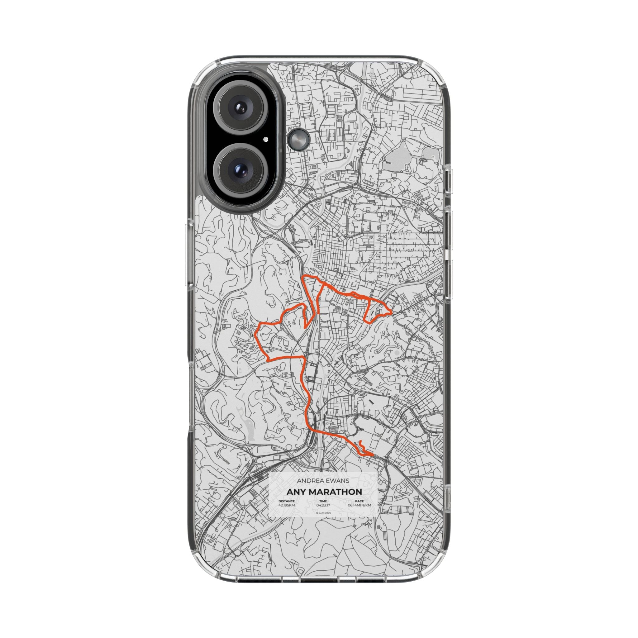 Customized Marathon Route Magnetic Clear Impact-Resistant Phone Case