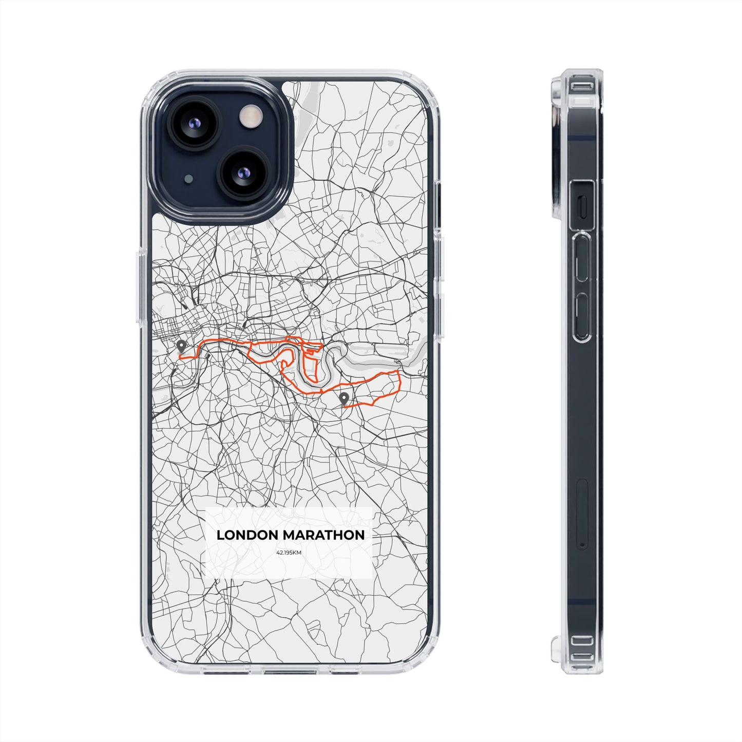 London Marathon Route Clear Impact-Resistant Phone Case